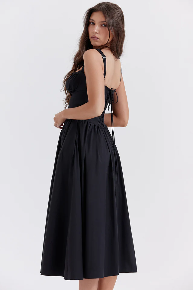 Tatiana Black Midi Sundress