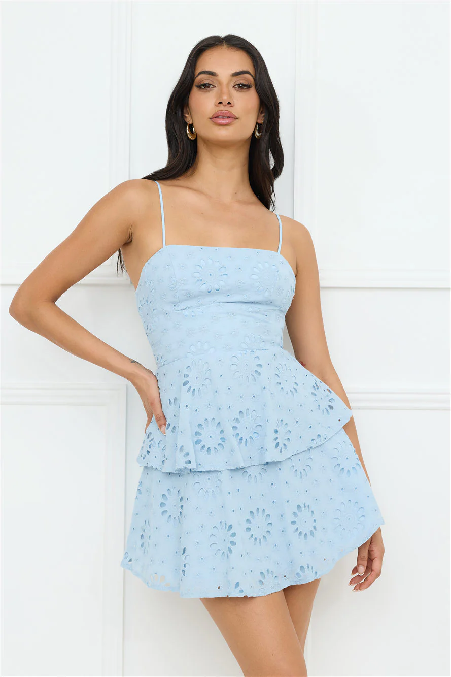 Morningside Embroidered Mini Dress Blue