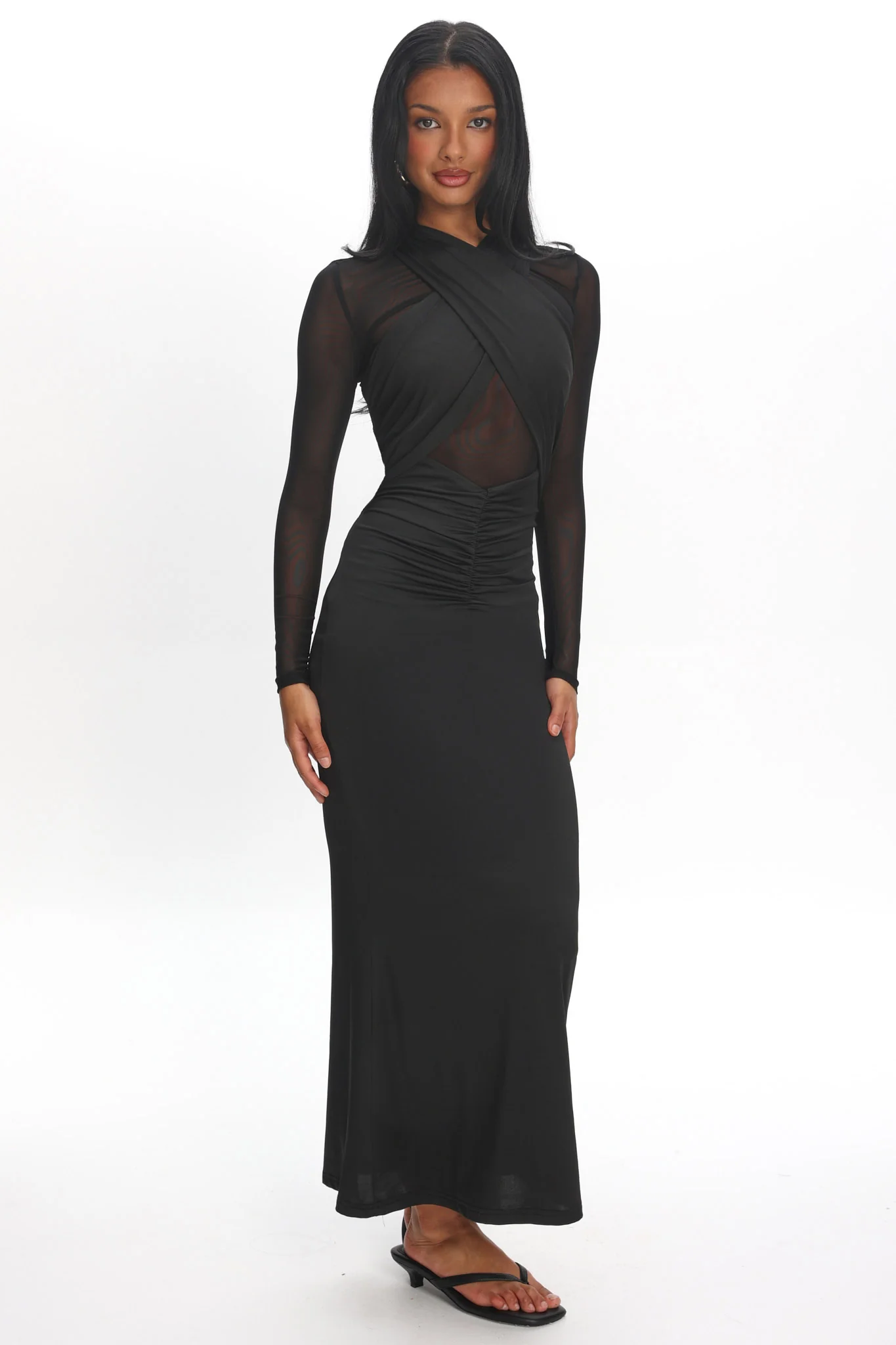Esther Sheer Waist Maxi Dress Black