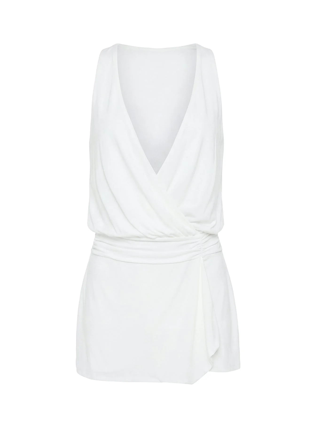 Carissima Drape Plunge Mini Dress White