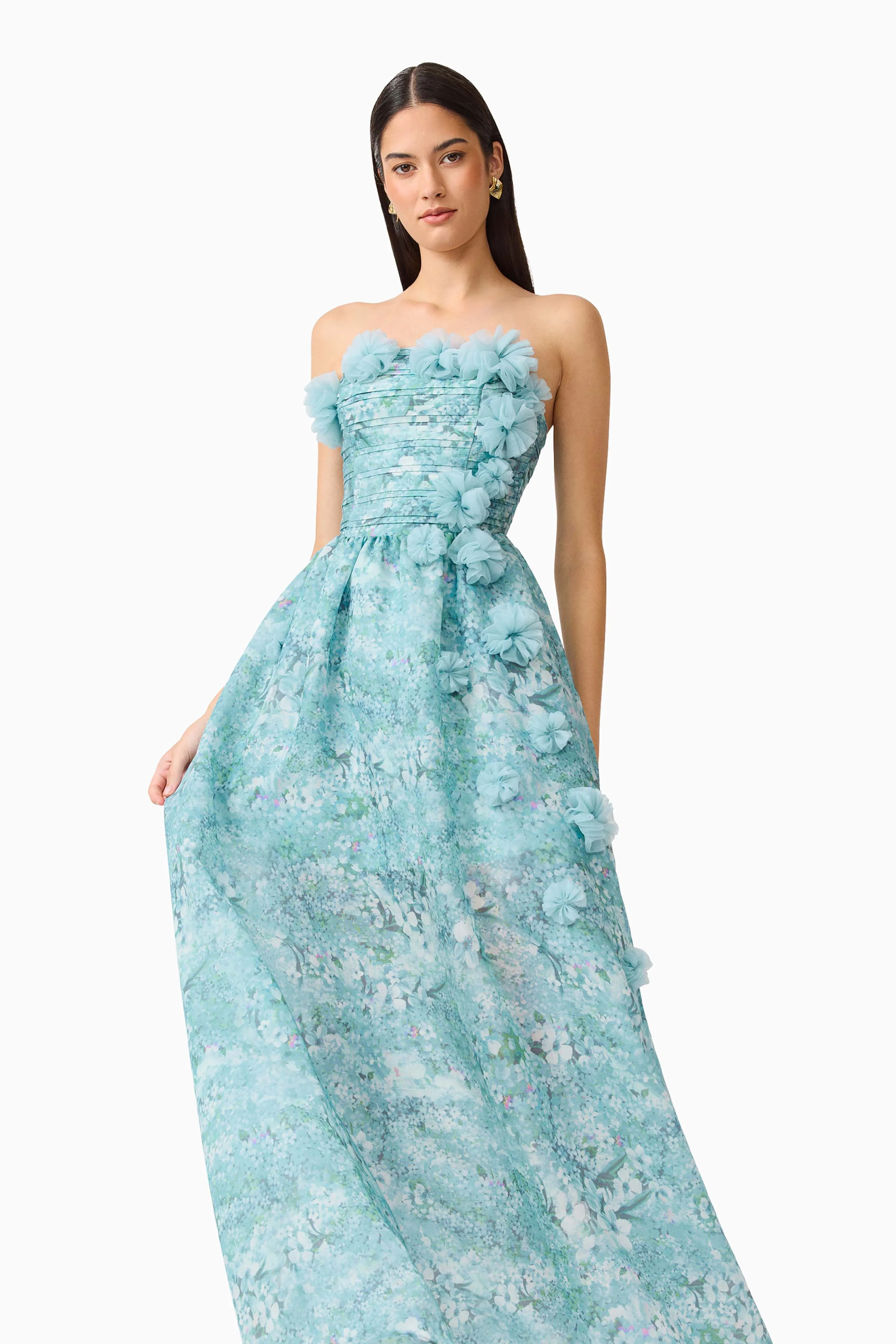 Faye Strapless Gown in Blue