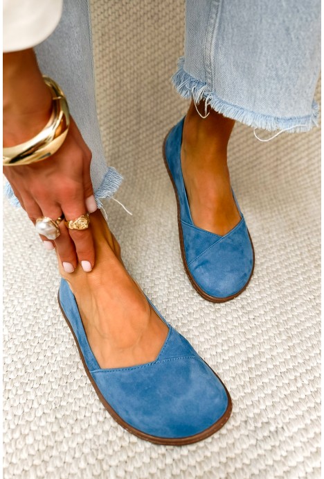 Niebieskie zamszowe baleriny barefoot Elya