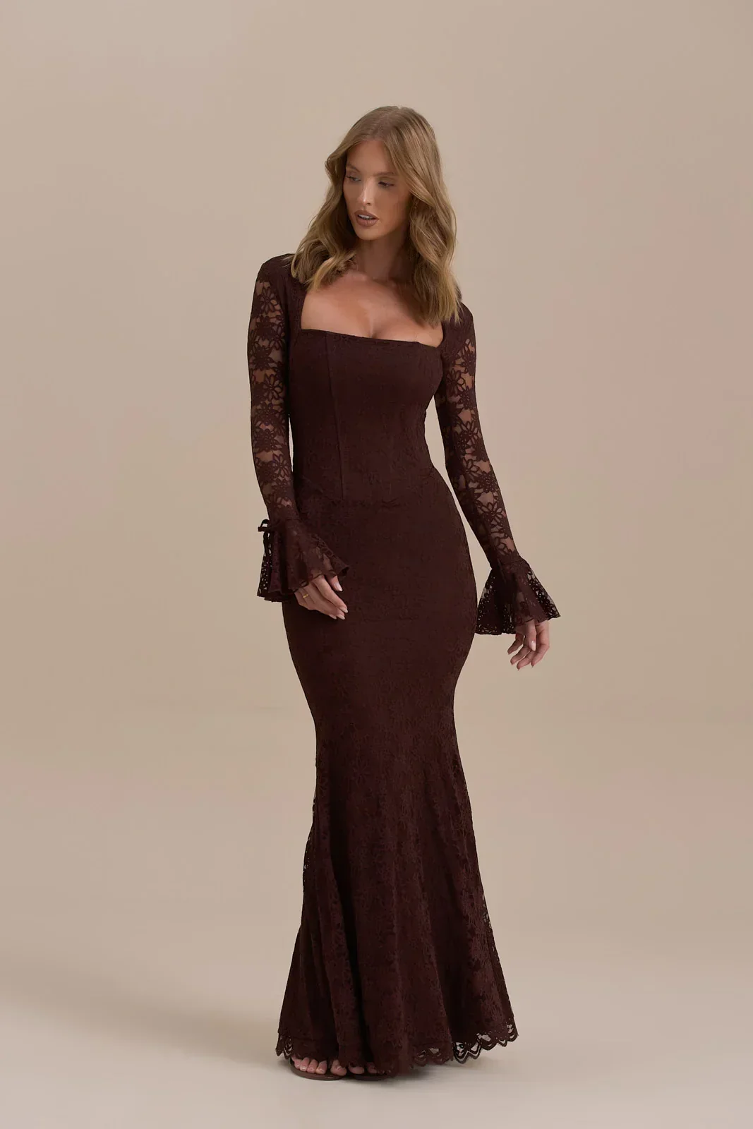 JULIETTE LACE MAXI DRESS | CHOCOLATE