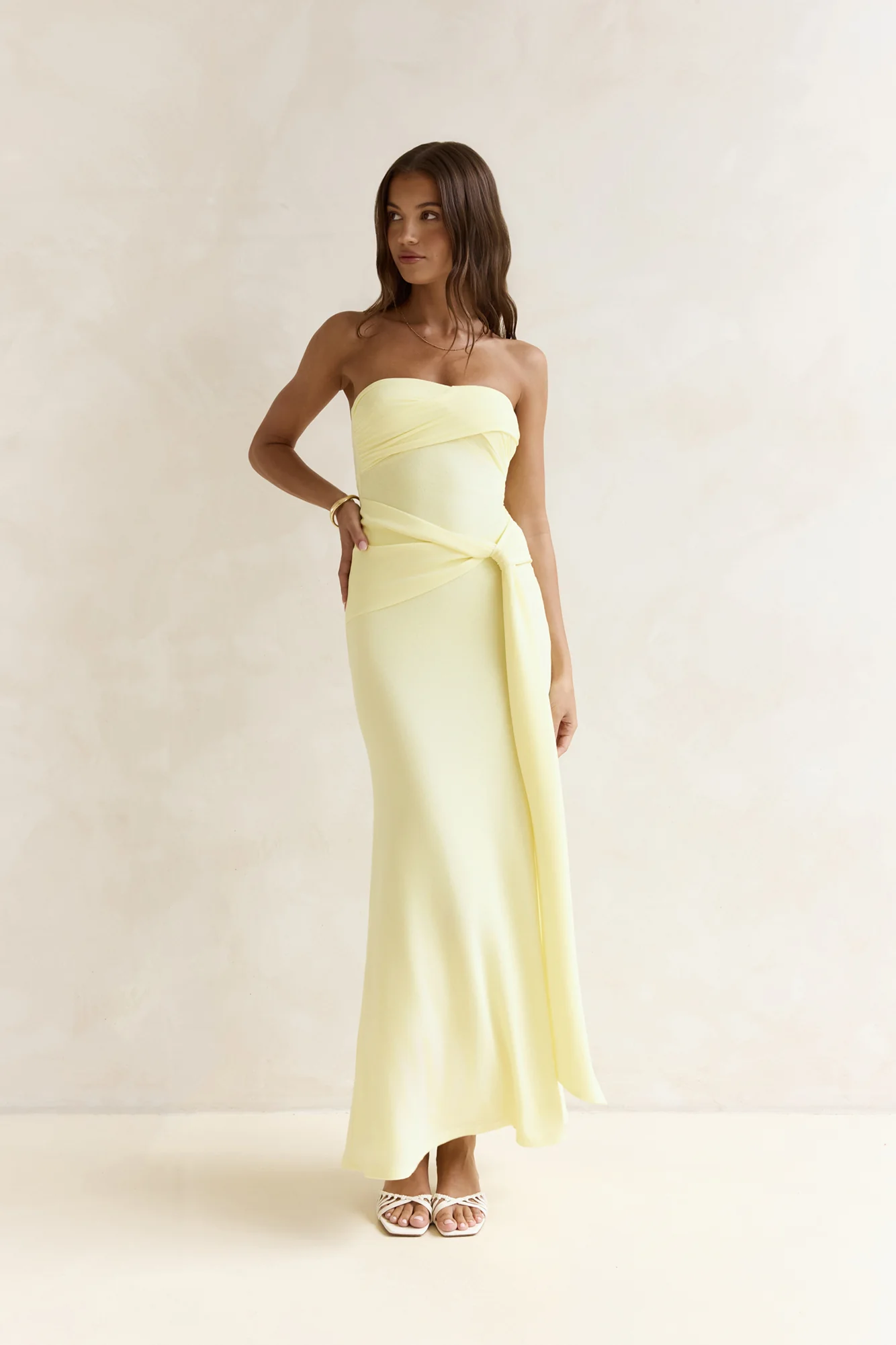 Follow You Strapless Maxi Dress Yellow - luluinthesky