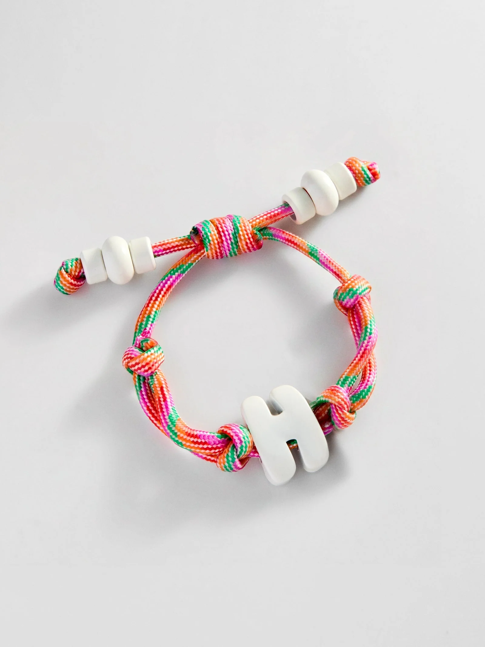 Knotty Enamel Initial Custom Bracelet - Multi/White Single Letter