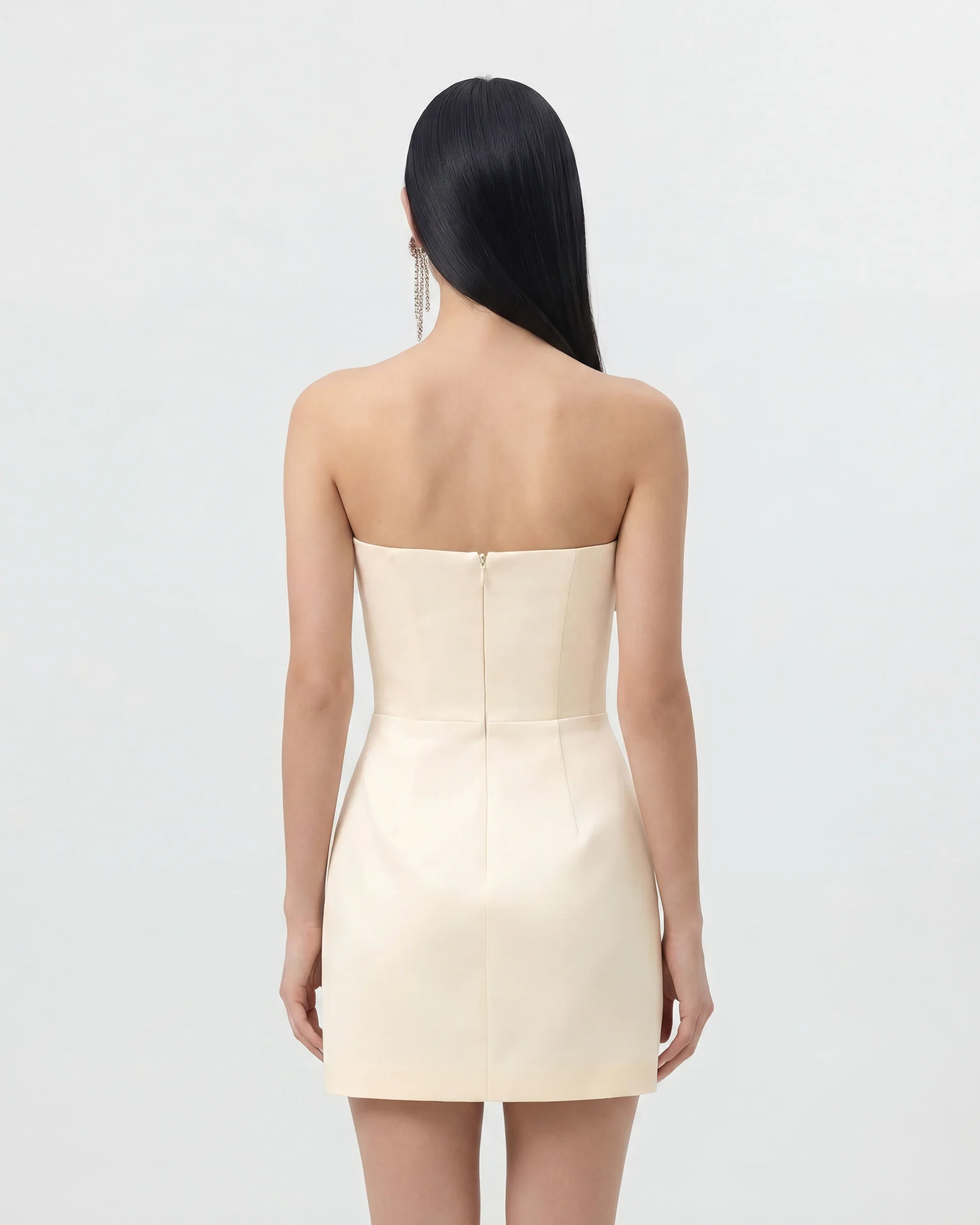 Slipper Orchid Appliqué Mini Dress - Ivory/Peach Pink - luluinthesky