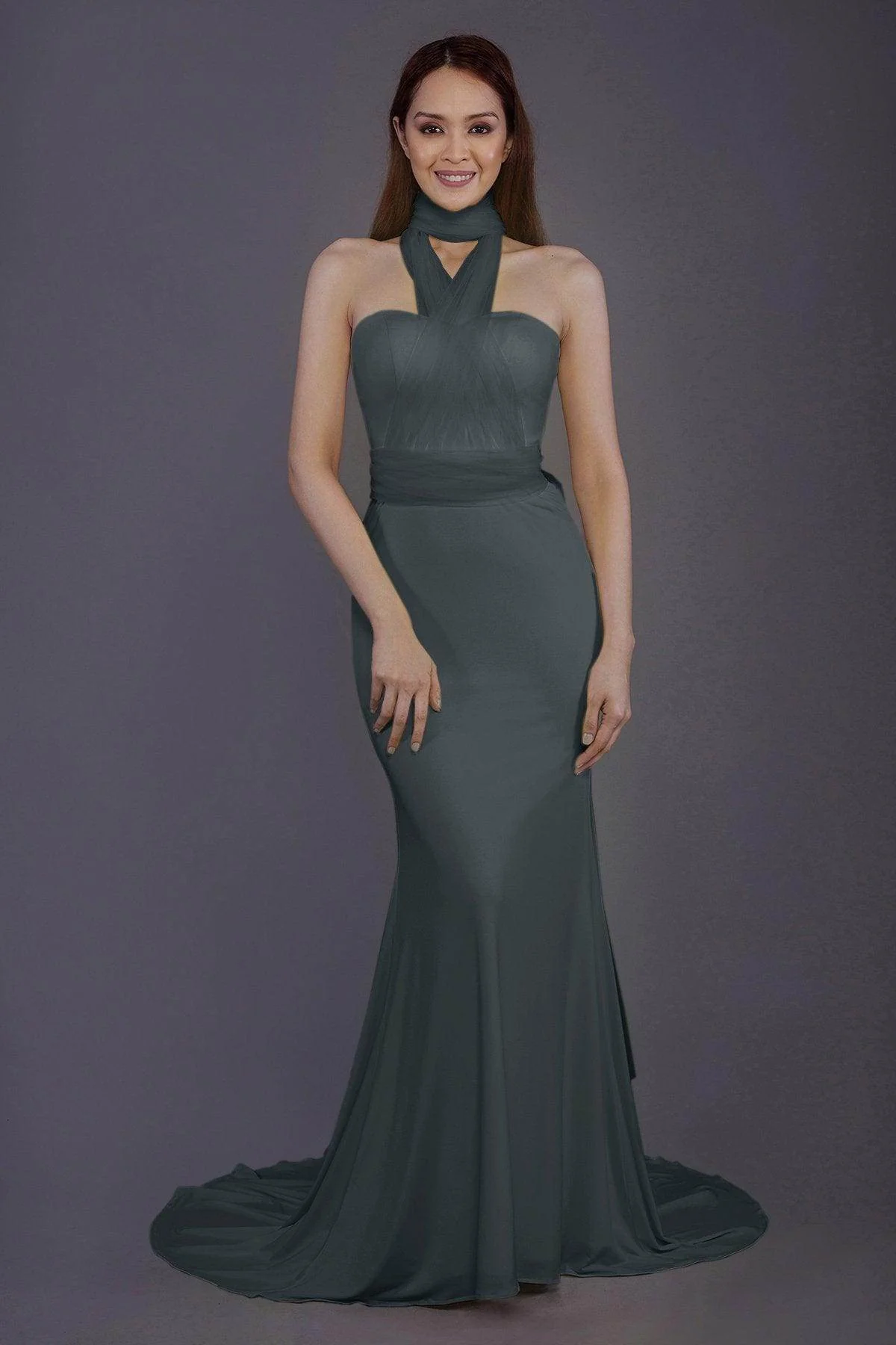 Mermaid Court Train Knitted Fabric Bridesmaid Dress PR3498