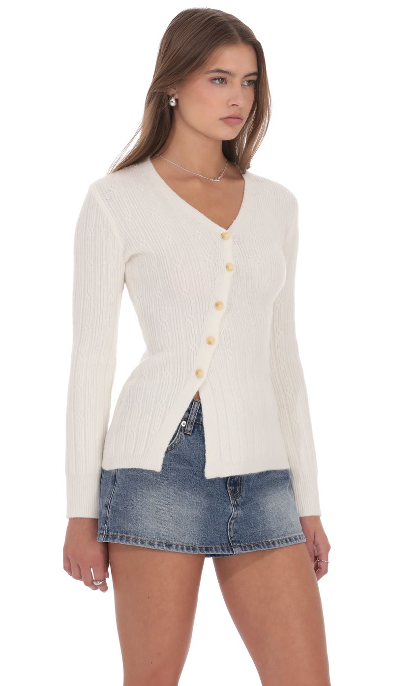 Knit Asymmetrical Cardigan in Ivory