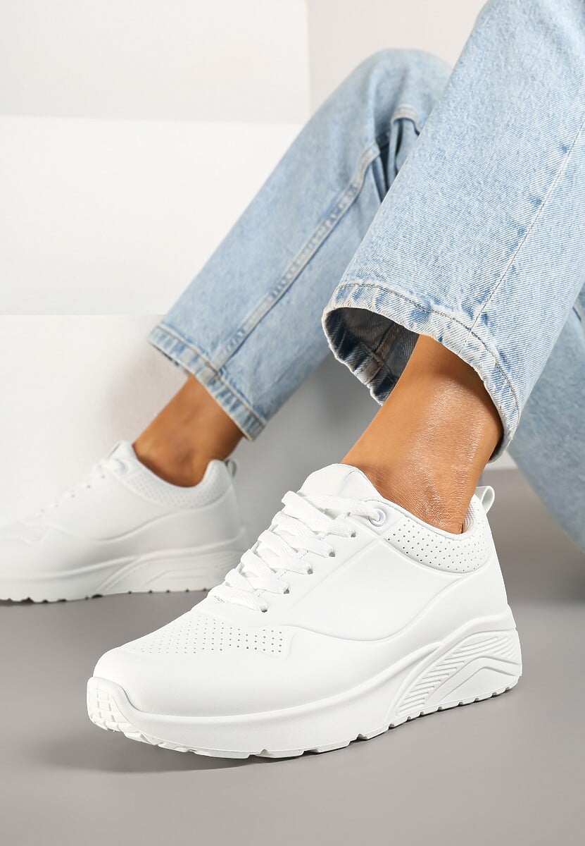 Białe Sneakersy z Tłoczoną Cholewką Ulithrena
