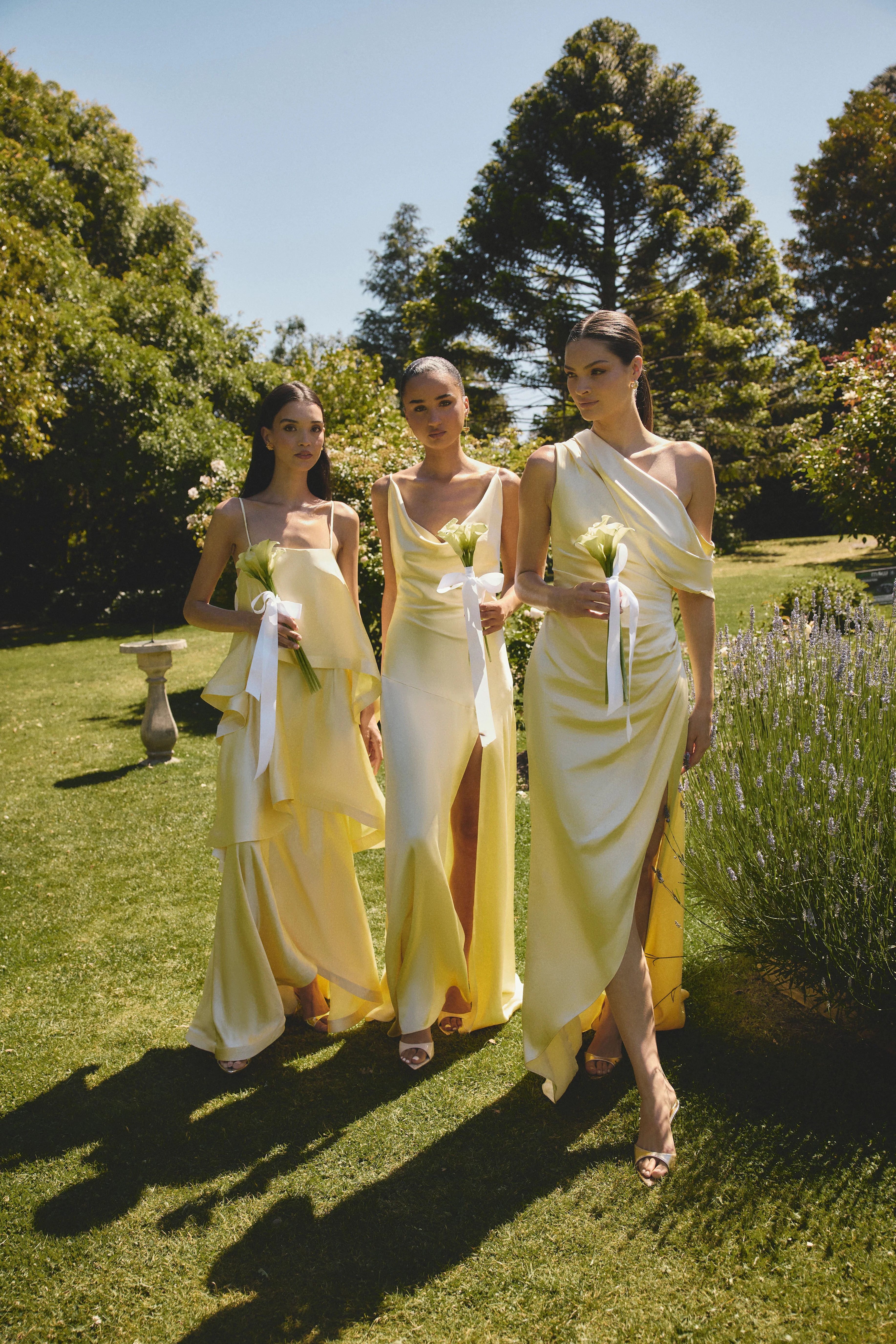 Clementine Cowl Neck Gown in Butter Yellow
