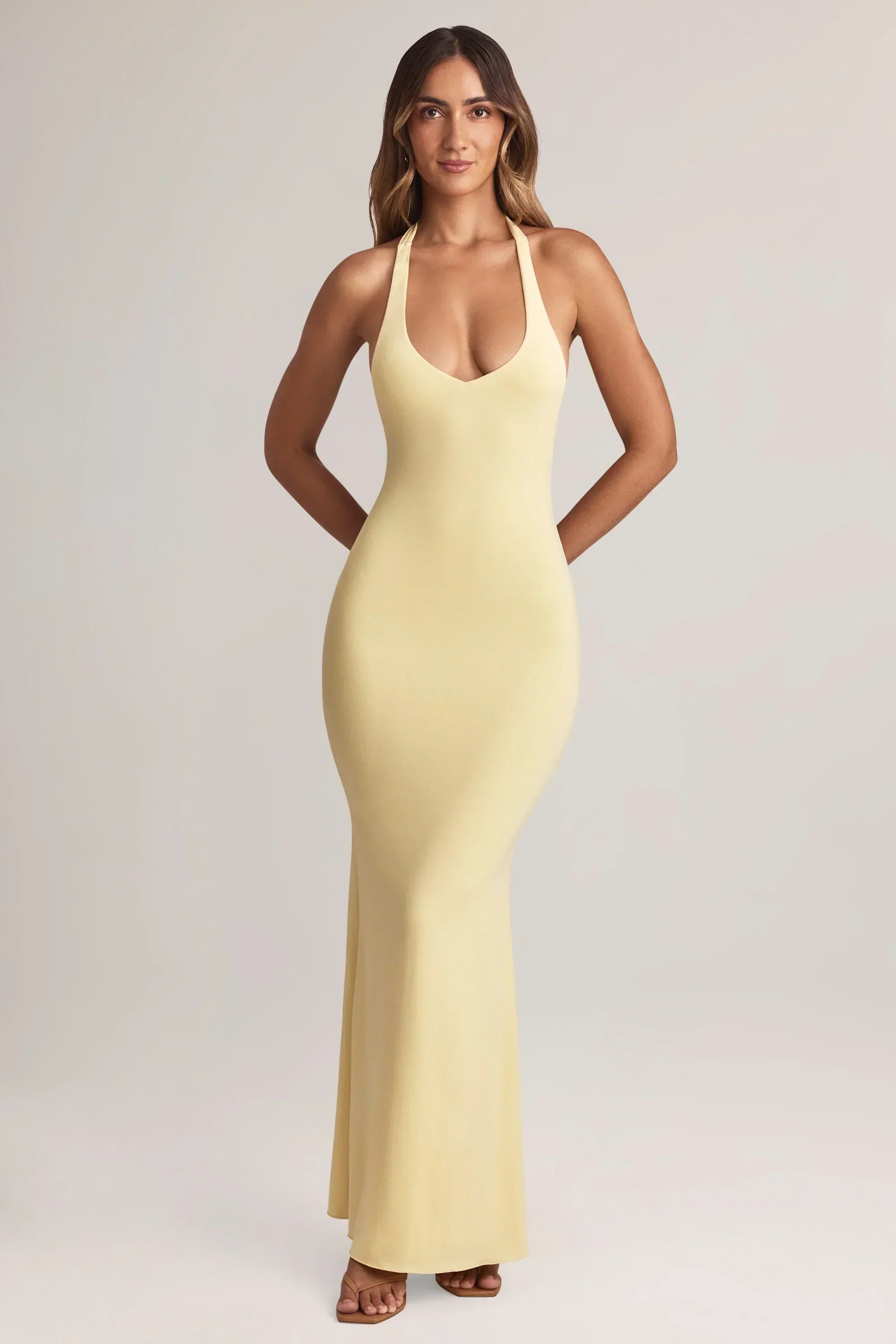 Modal Halterneck Maxi Dress in Lemon Sherbet - luluinthesky