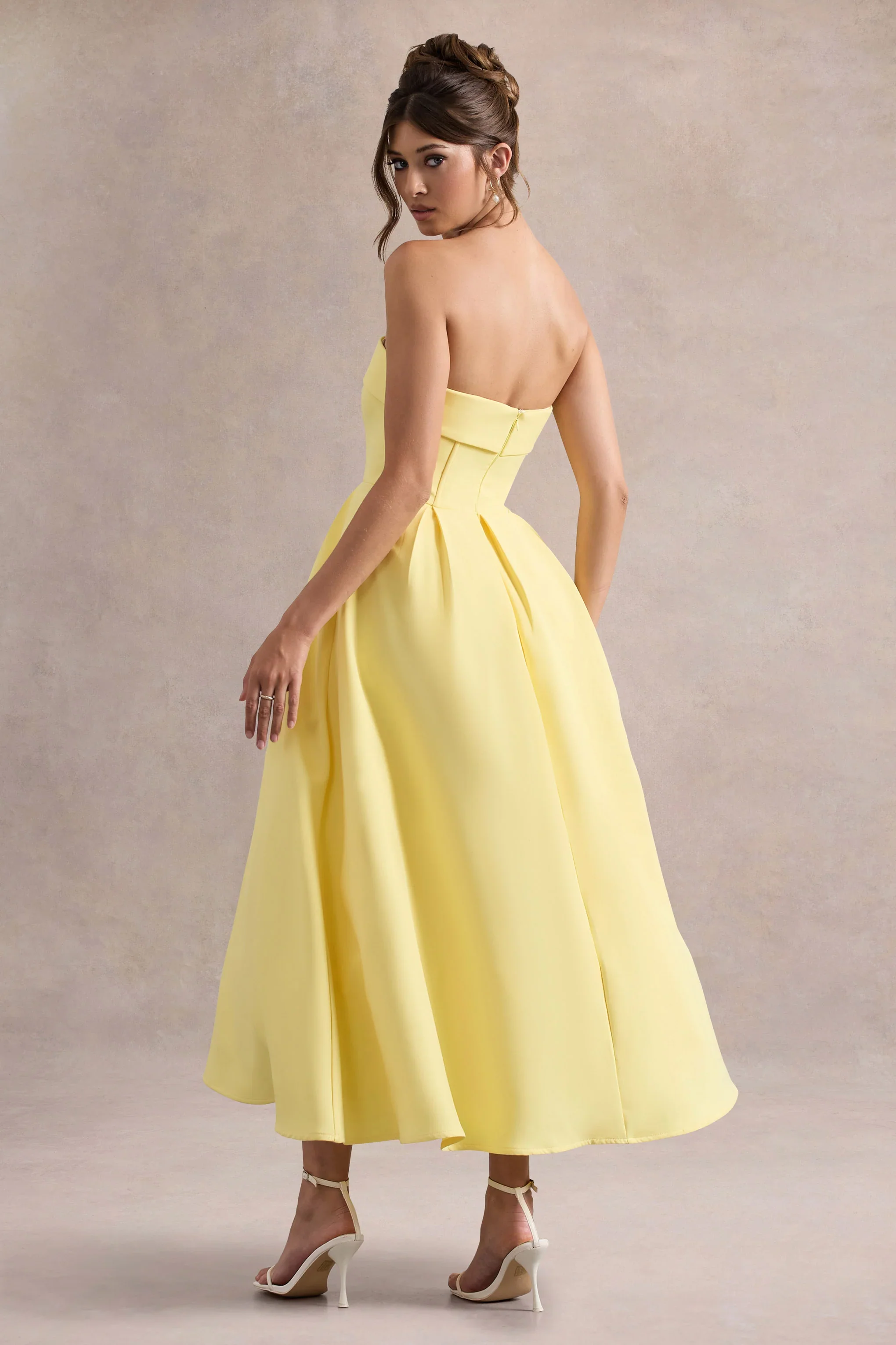 Annalise | Lemon Bandeau Skater Midi Dress