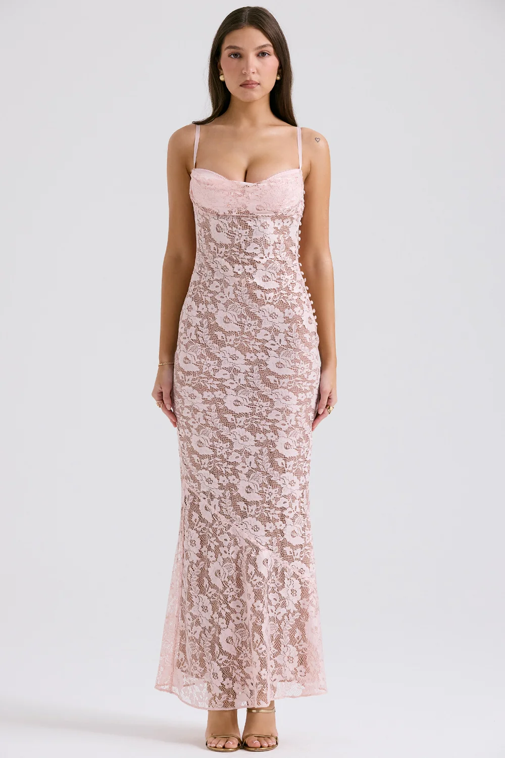 rose pink lace godet gown - luluinthesky