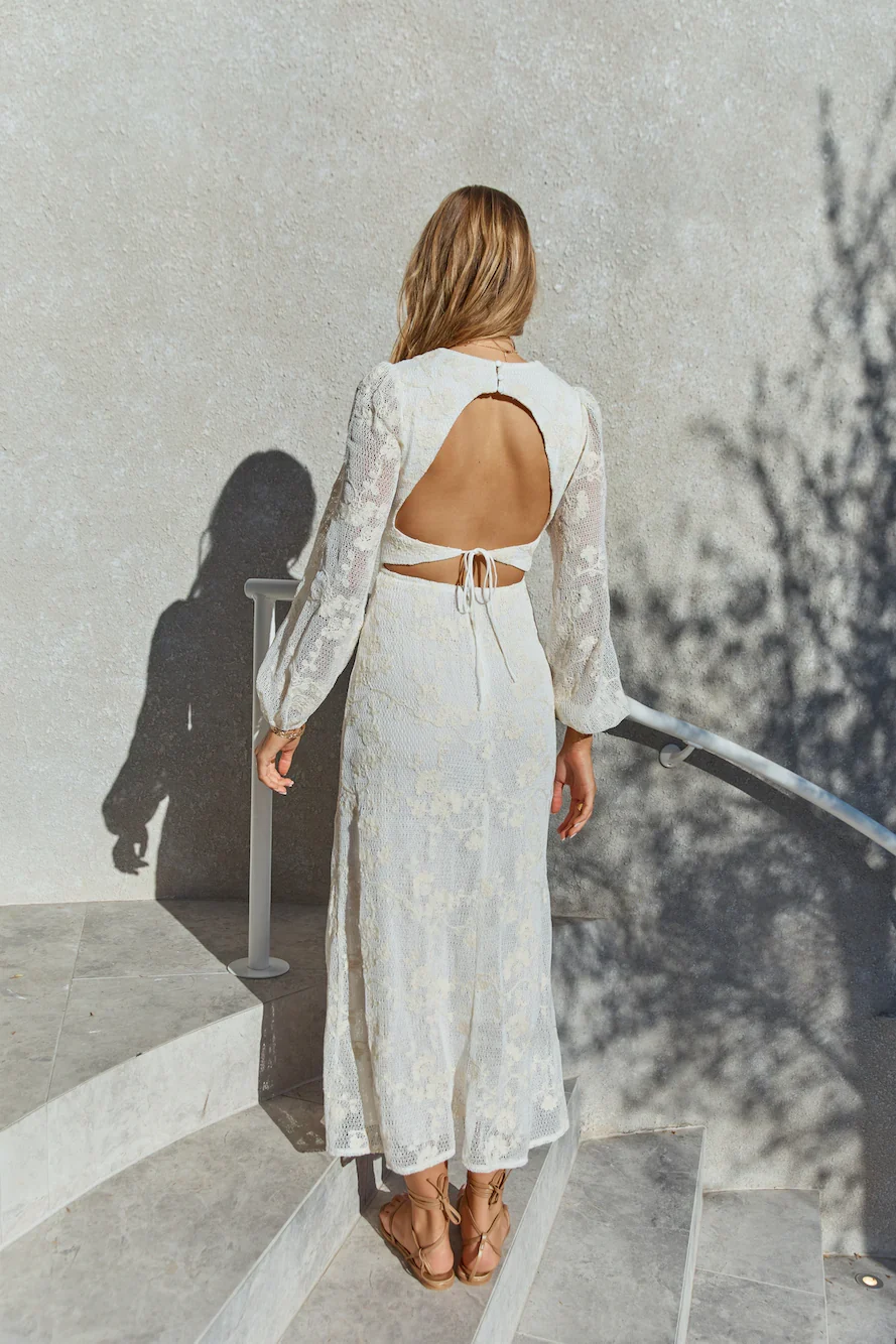 Layla Long-Sleeve Maxi Dress Cream