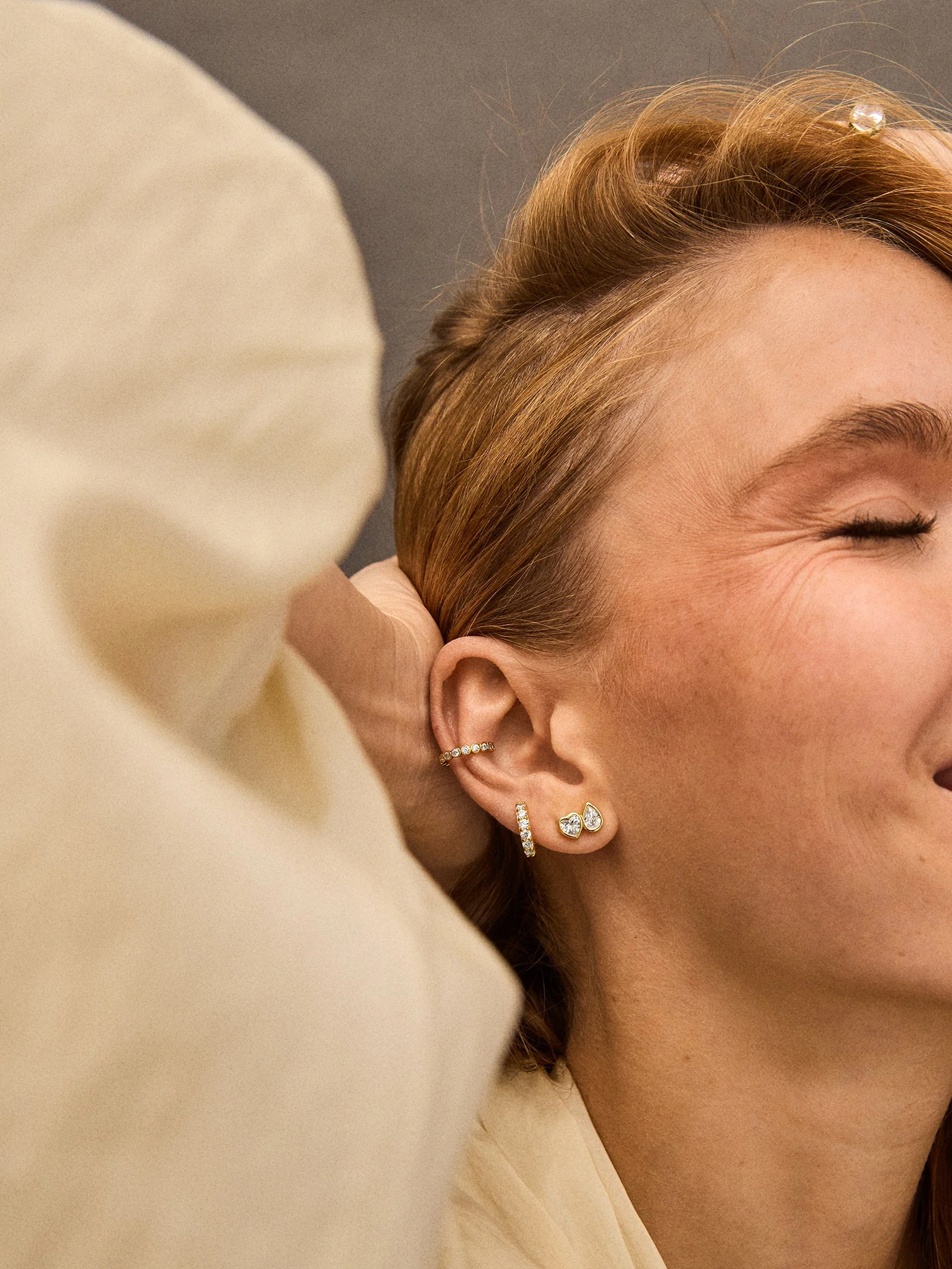 Toi Et Moi 14K Gold Stud Earrings - Gold/Pavé