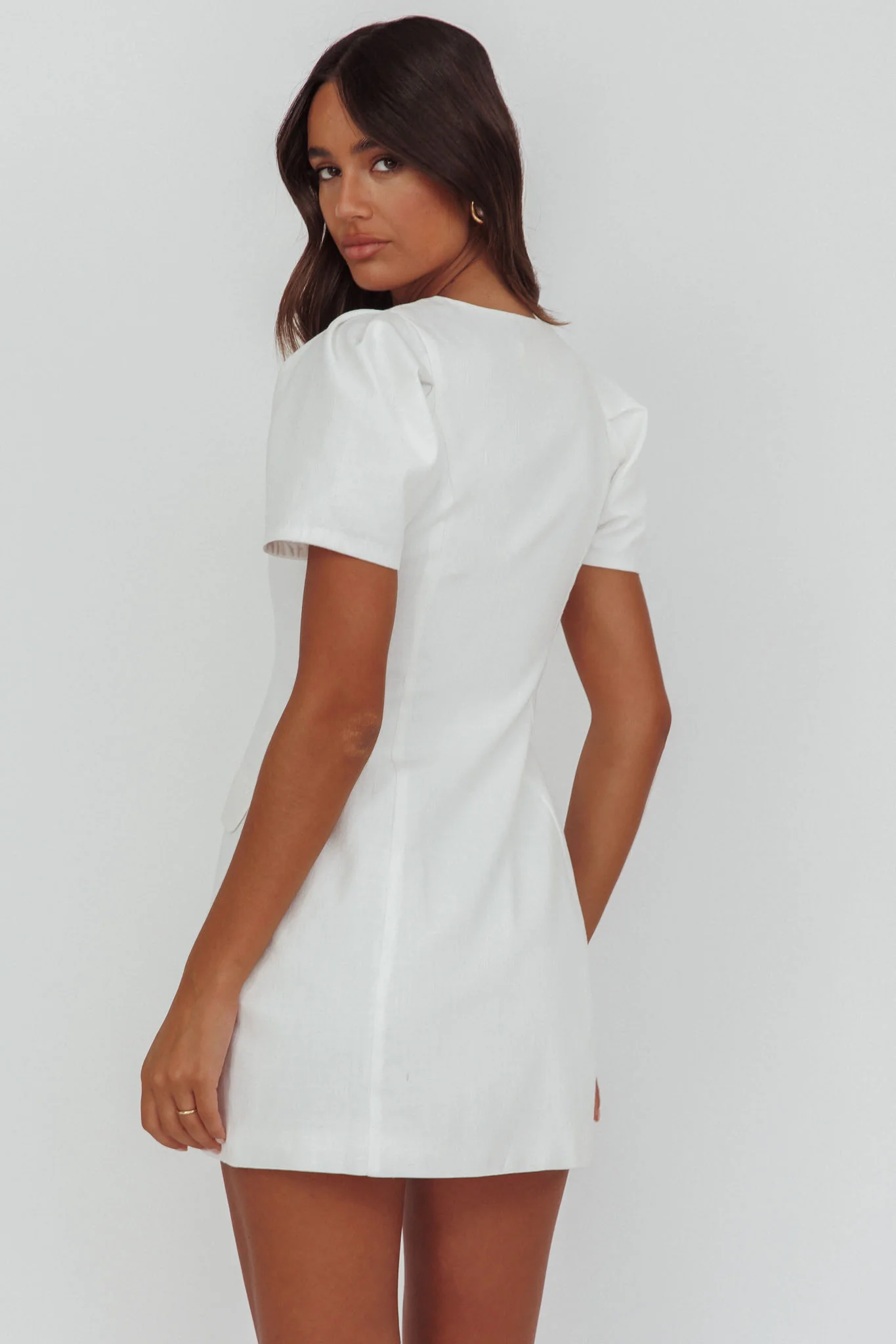 Philomena Button Front Mini Dress White