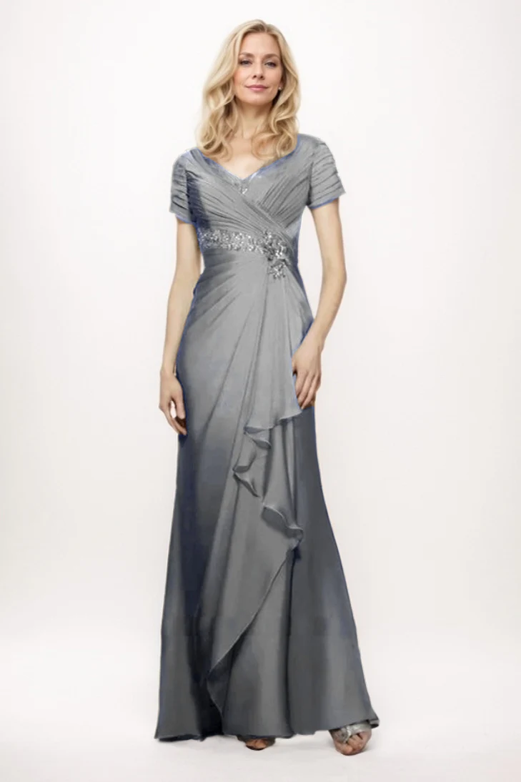 Sheath-Column Maxi Chiffon Mother Of The Bride Dress CM0277