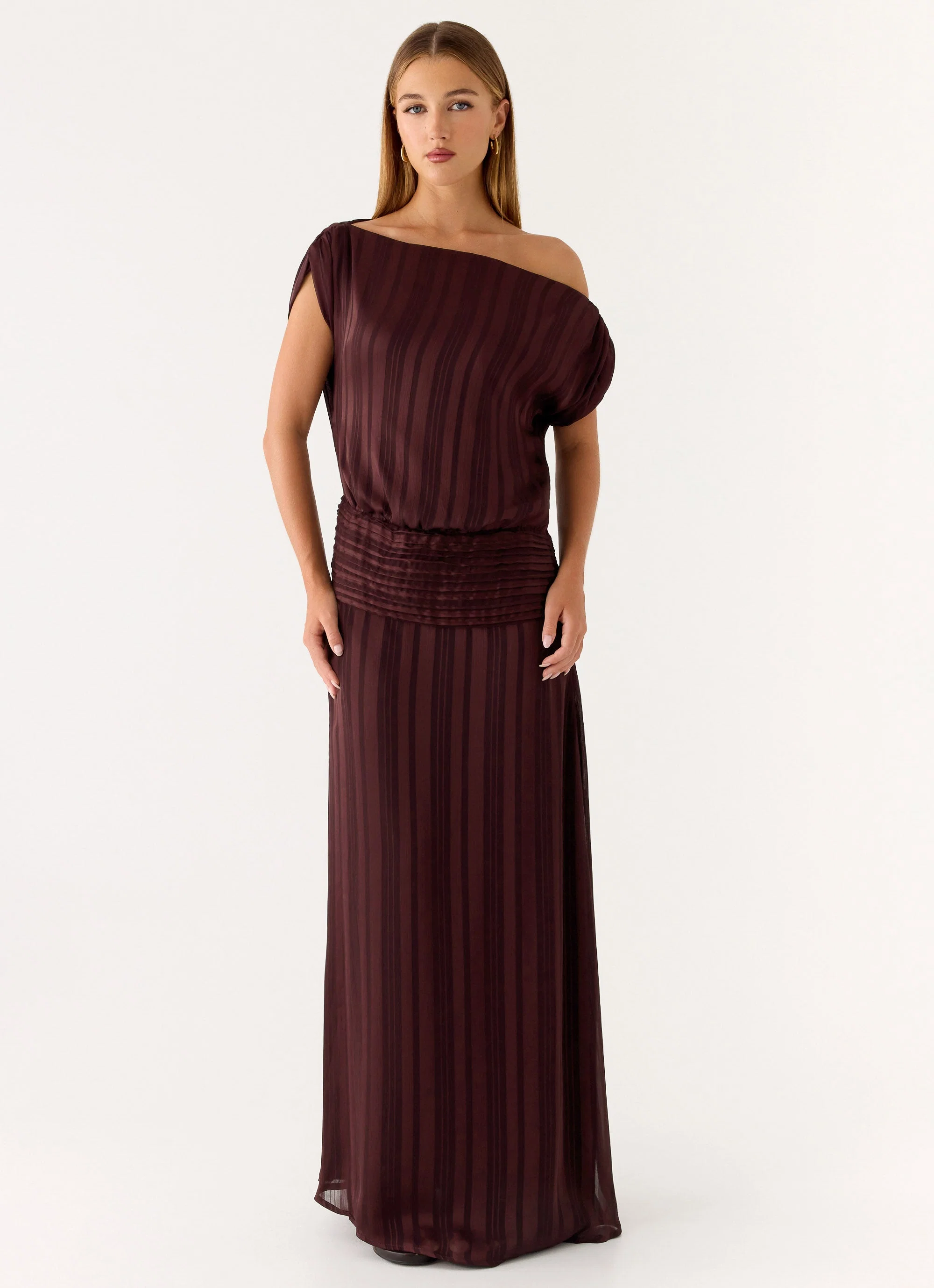 Rexi One Shoulder Maxi Dress - Aubergine Gleam