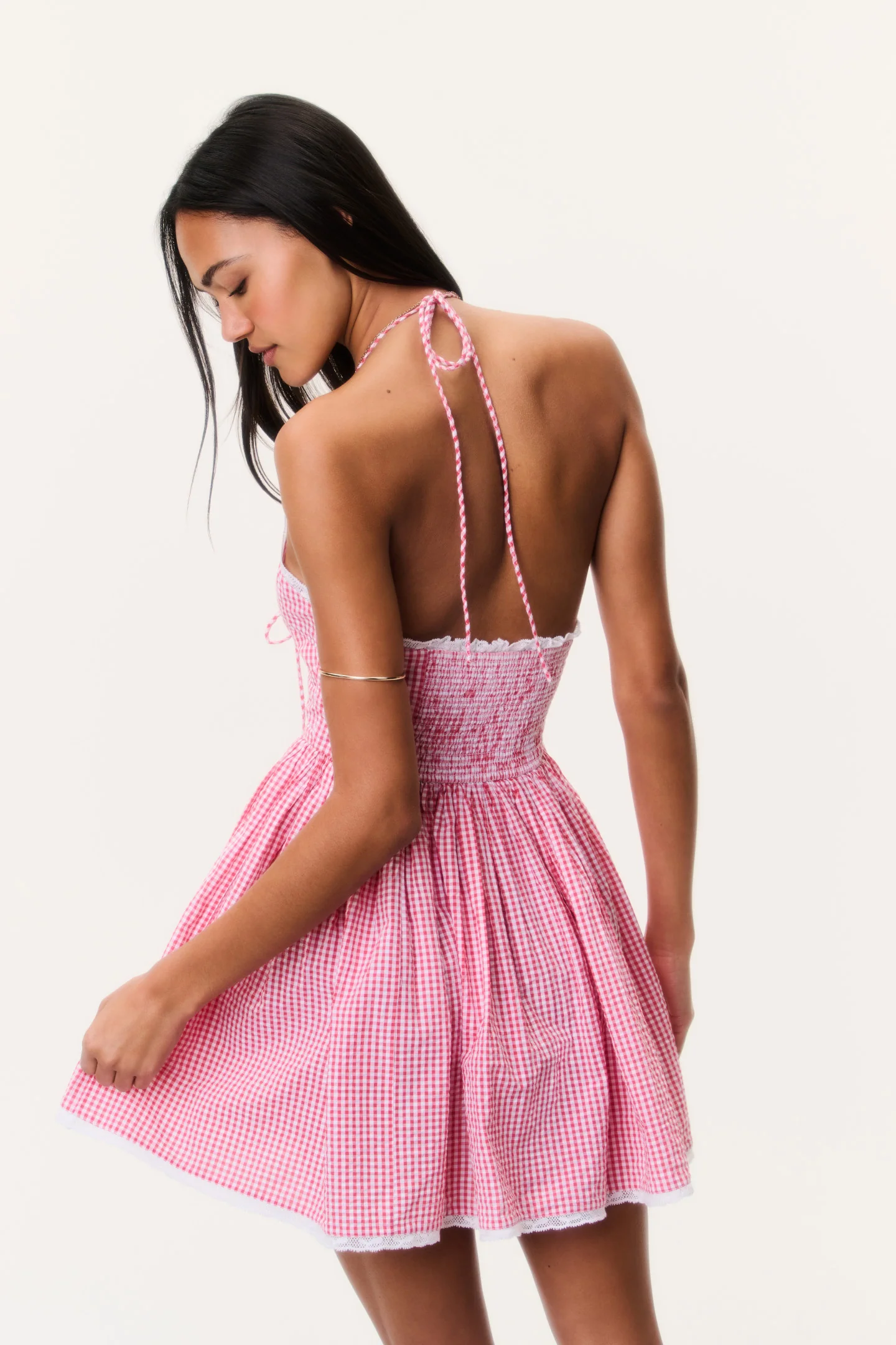 Khloe Cotton Gingham Mini Dress