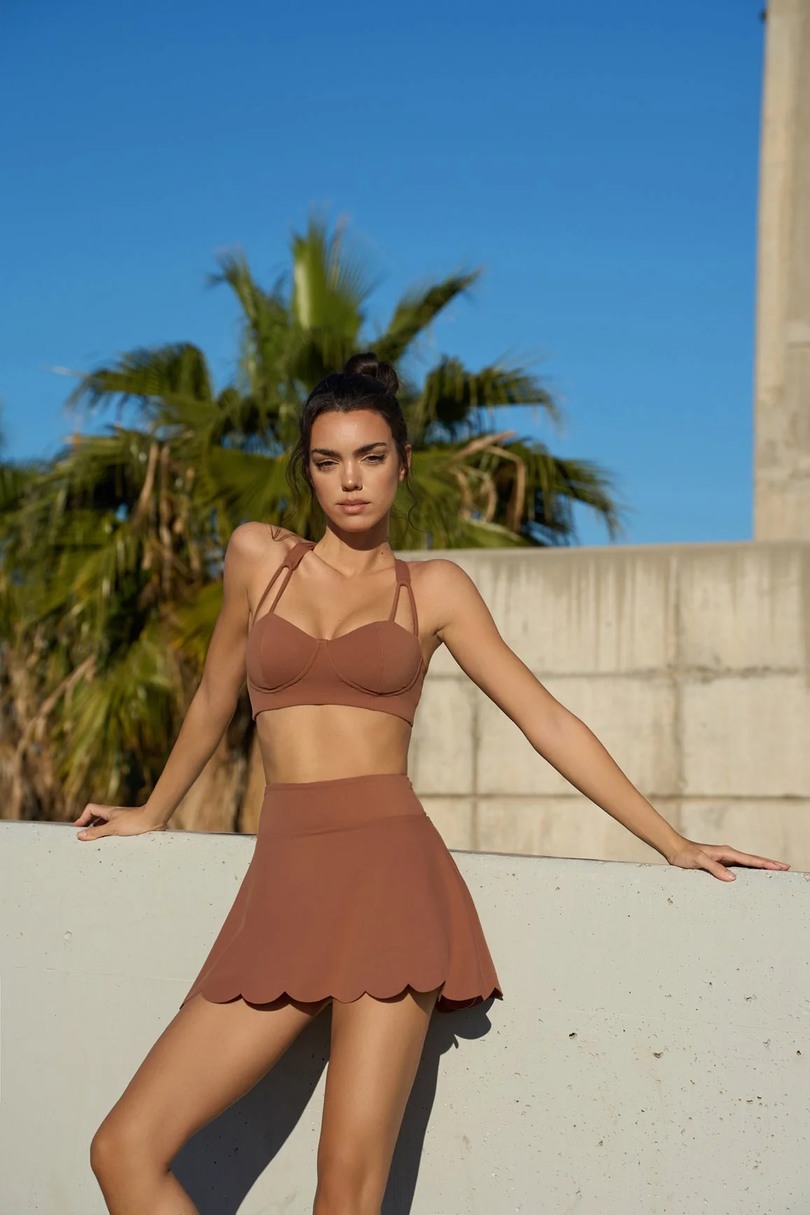 WISKII Strappy Bra & High-Waist A-line Tennis Skirt