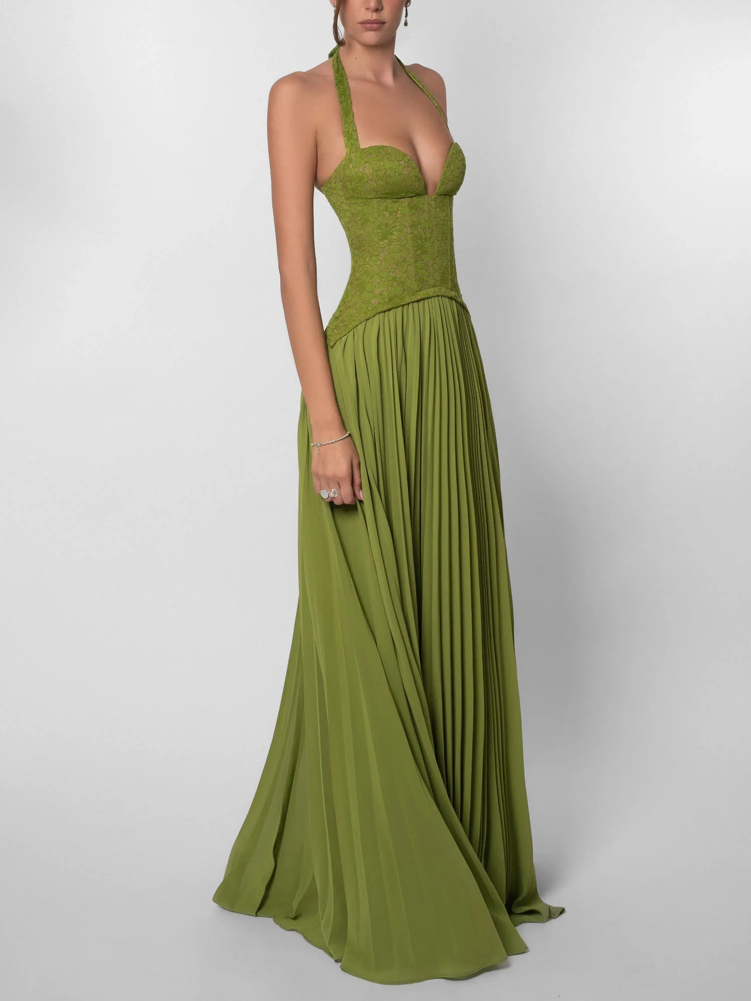 Olive Lace Maxi Dress