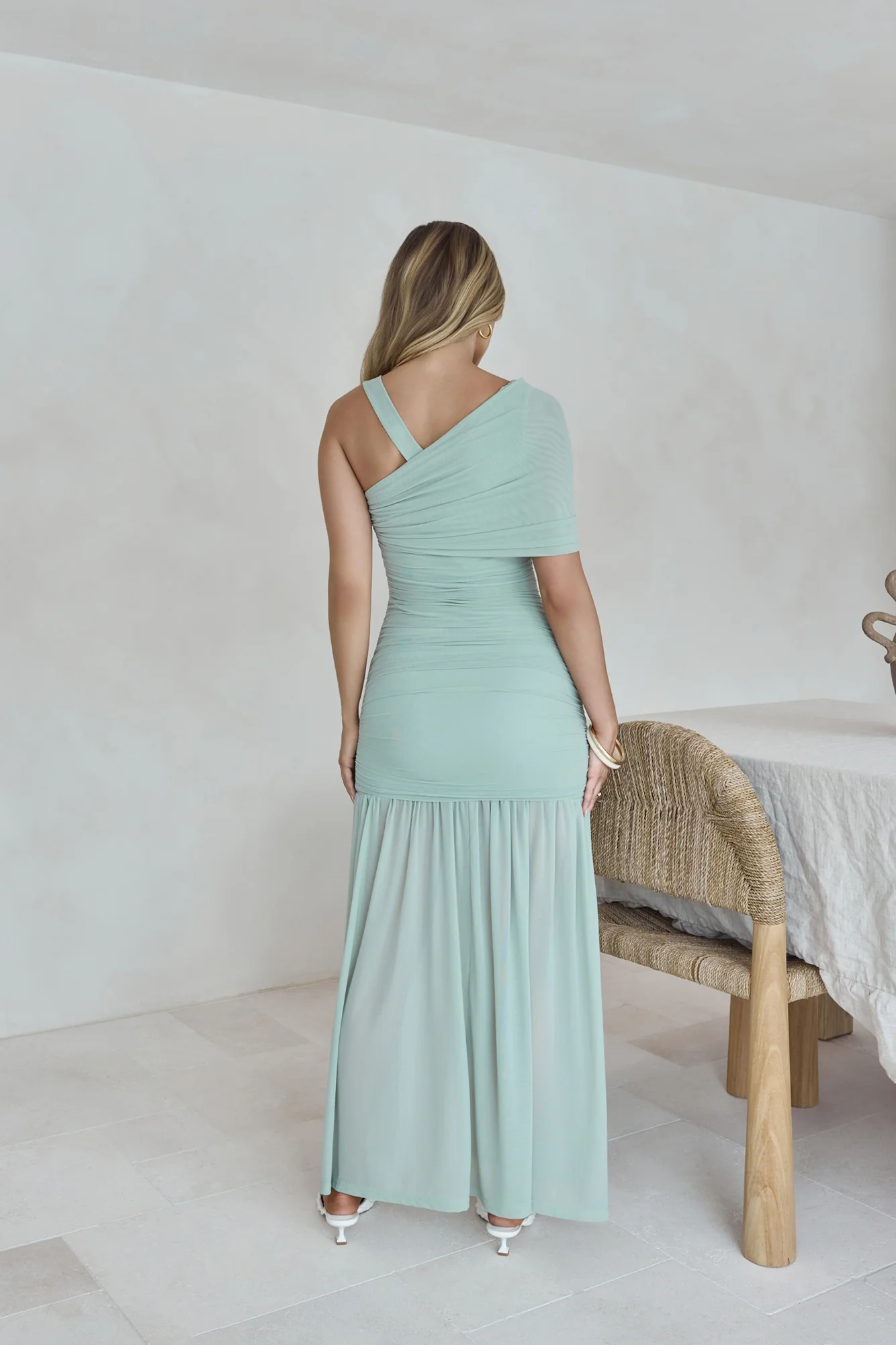 Caught In The Sunlight Mesh Maxi Dress Sage