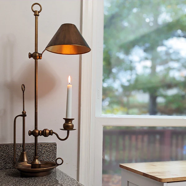 French Bouillotte Inspired Candle Brass Desk Lamp