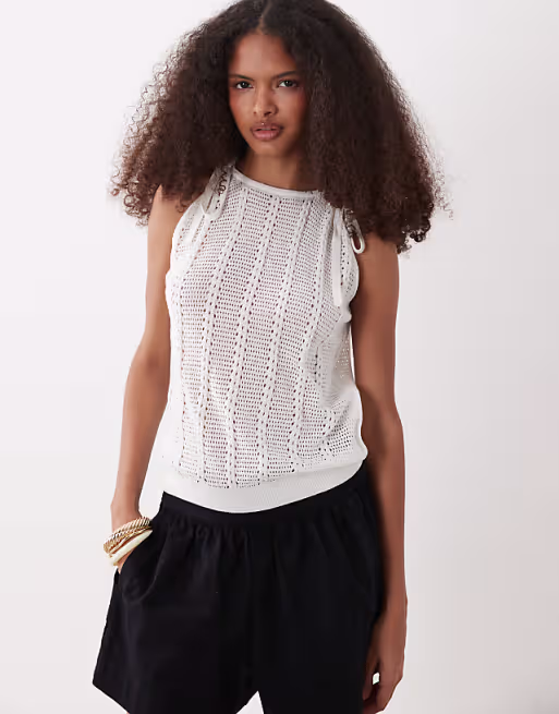 Vero Moda sleeveless ruched detail jersey maxi dress in white