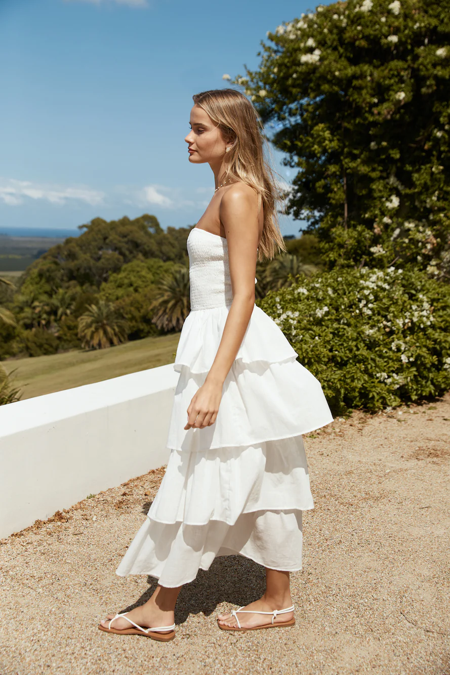 Glass Slipper Strapless Maxi Dress White