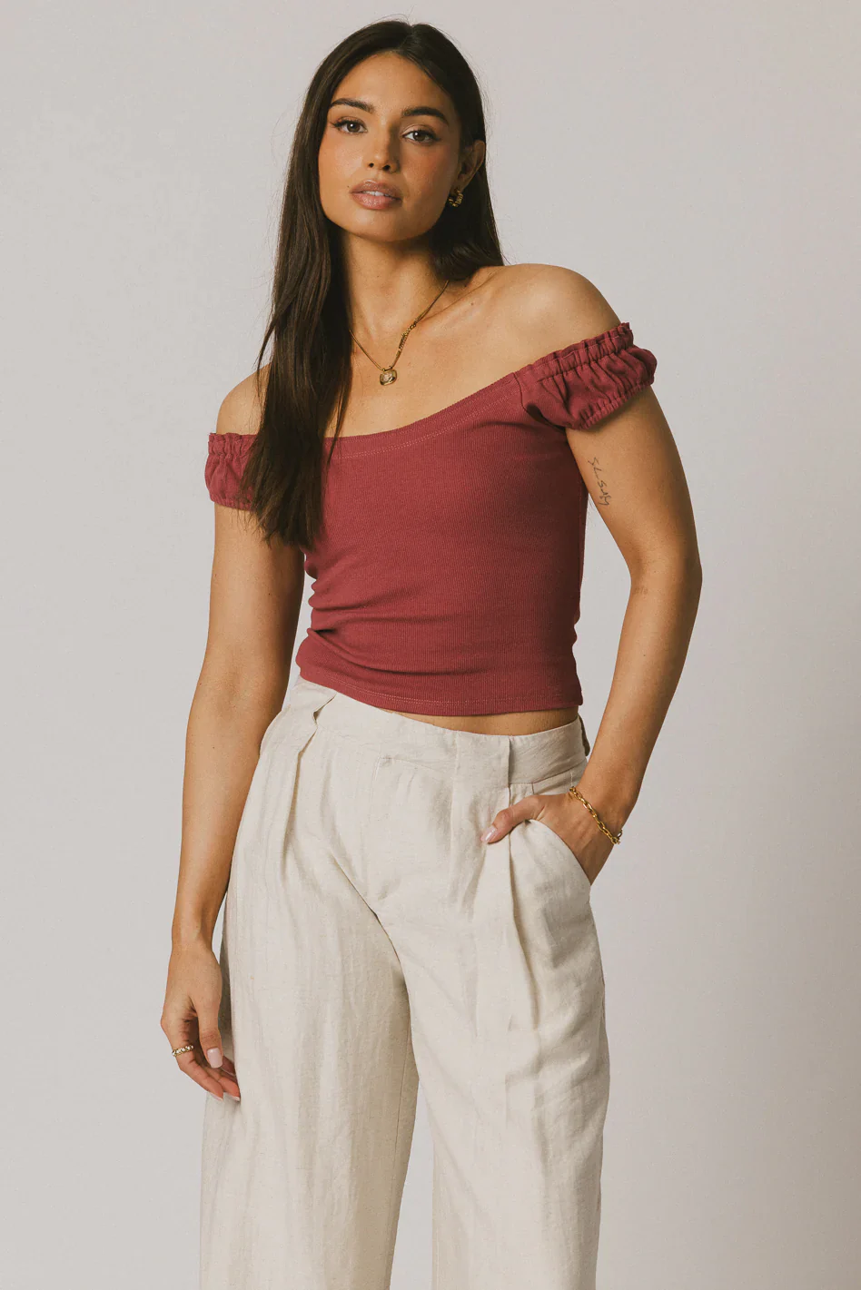 Ace Ribbed Top in Berry
