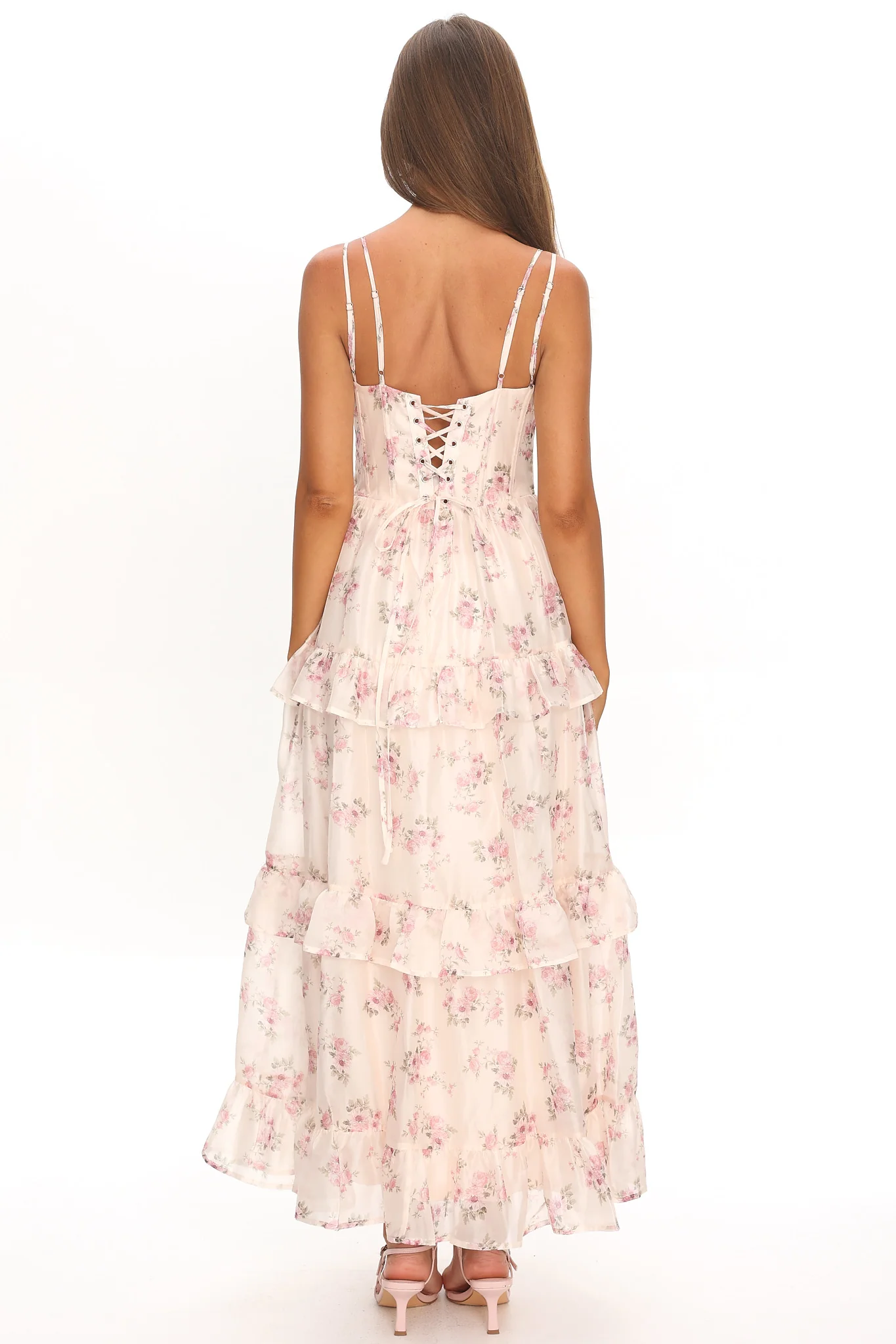 Layna Frill Trim Maxi Dress Floral Blush