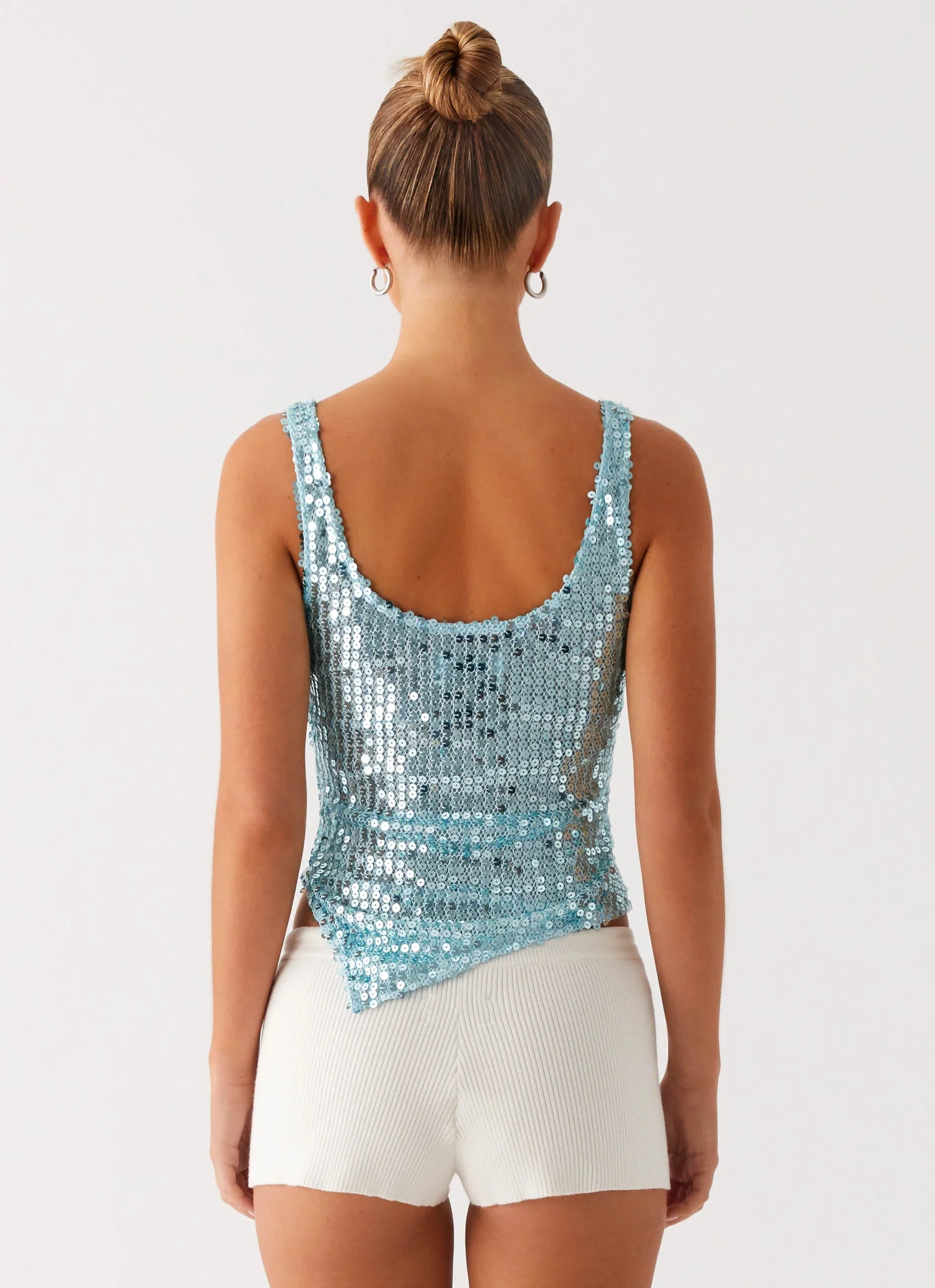 Electra Sequin Tank - Turquoise
