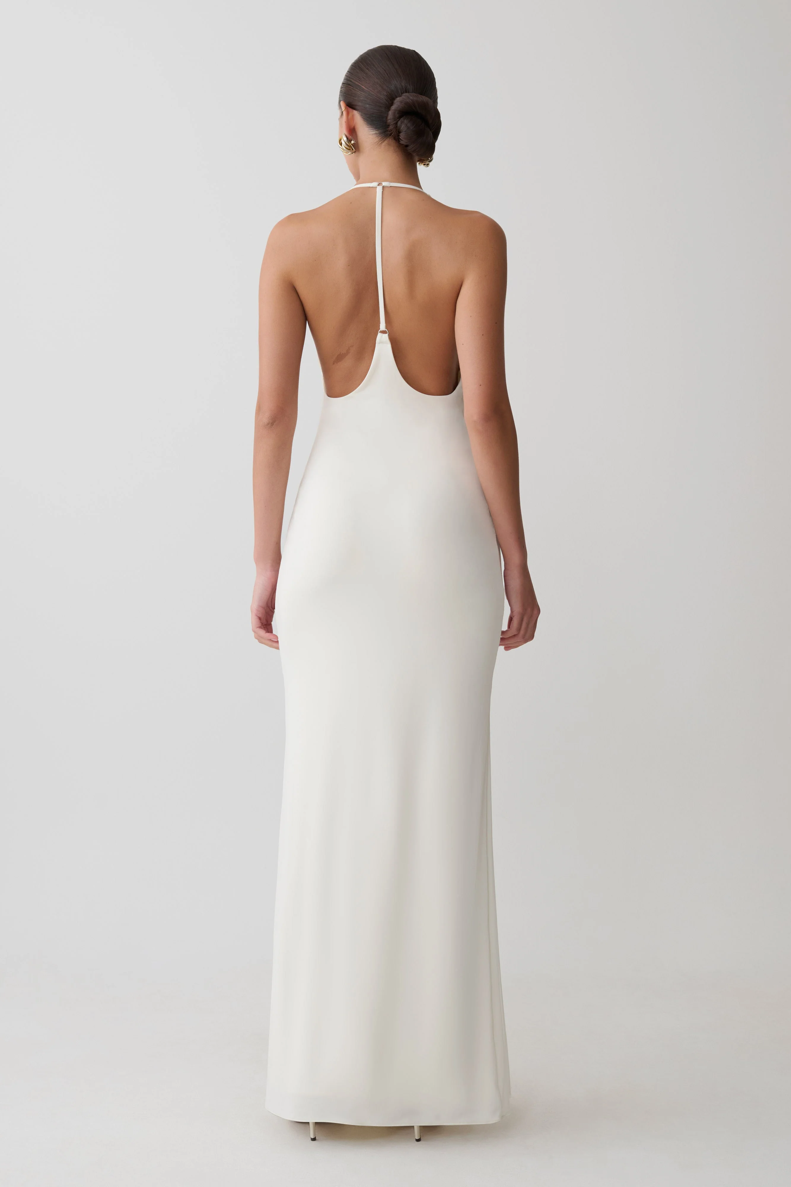 Hana Slinky Plunge Maxi Dress - Ivory