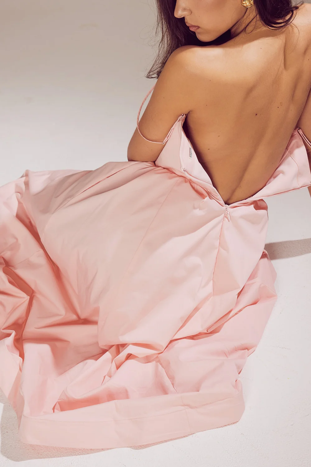 rose pink cotton corset sundress
