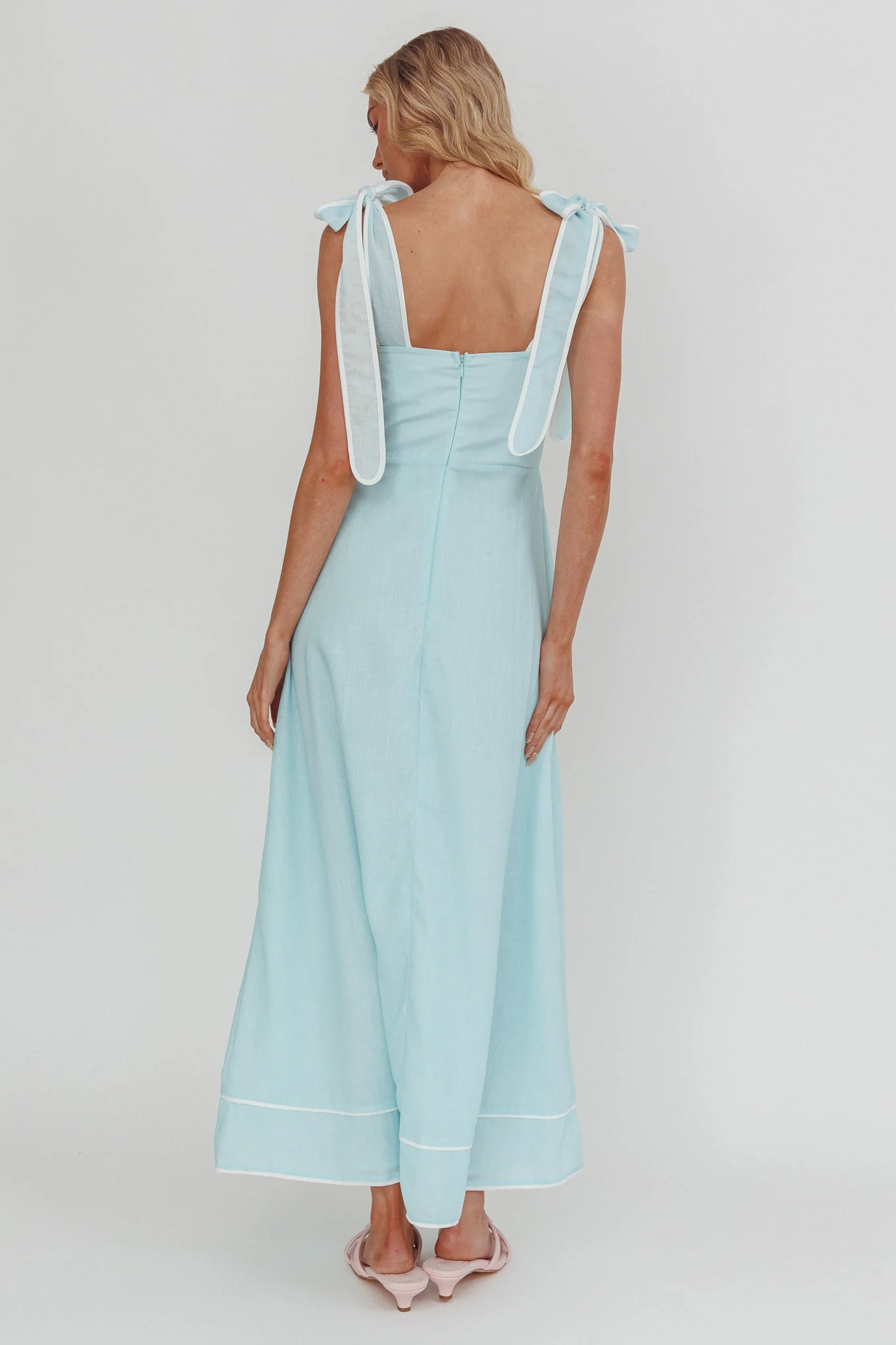 Averin Tied Shoulder Maxi Dress Flower Mint