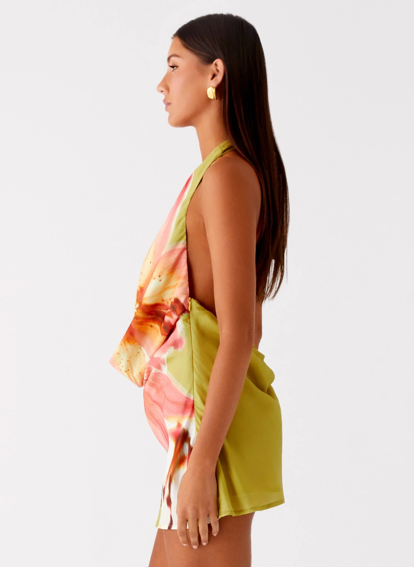 Varindra Cowl Mini Dress - Jungle Floral