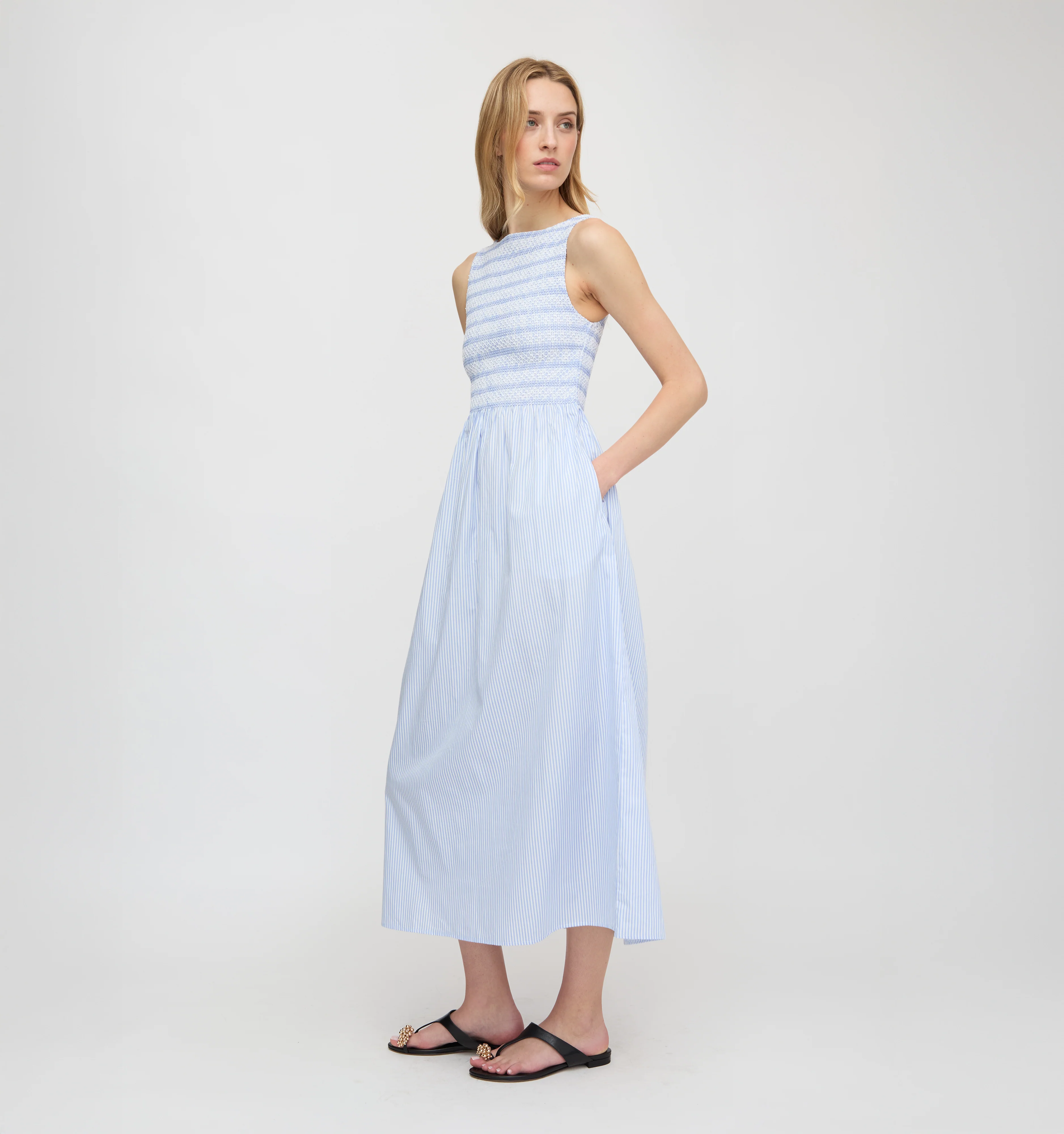 The Cosima Nap Dress - Blue/White Stripe