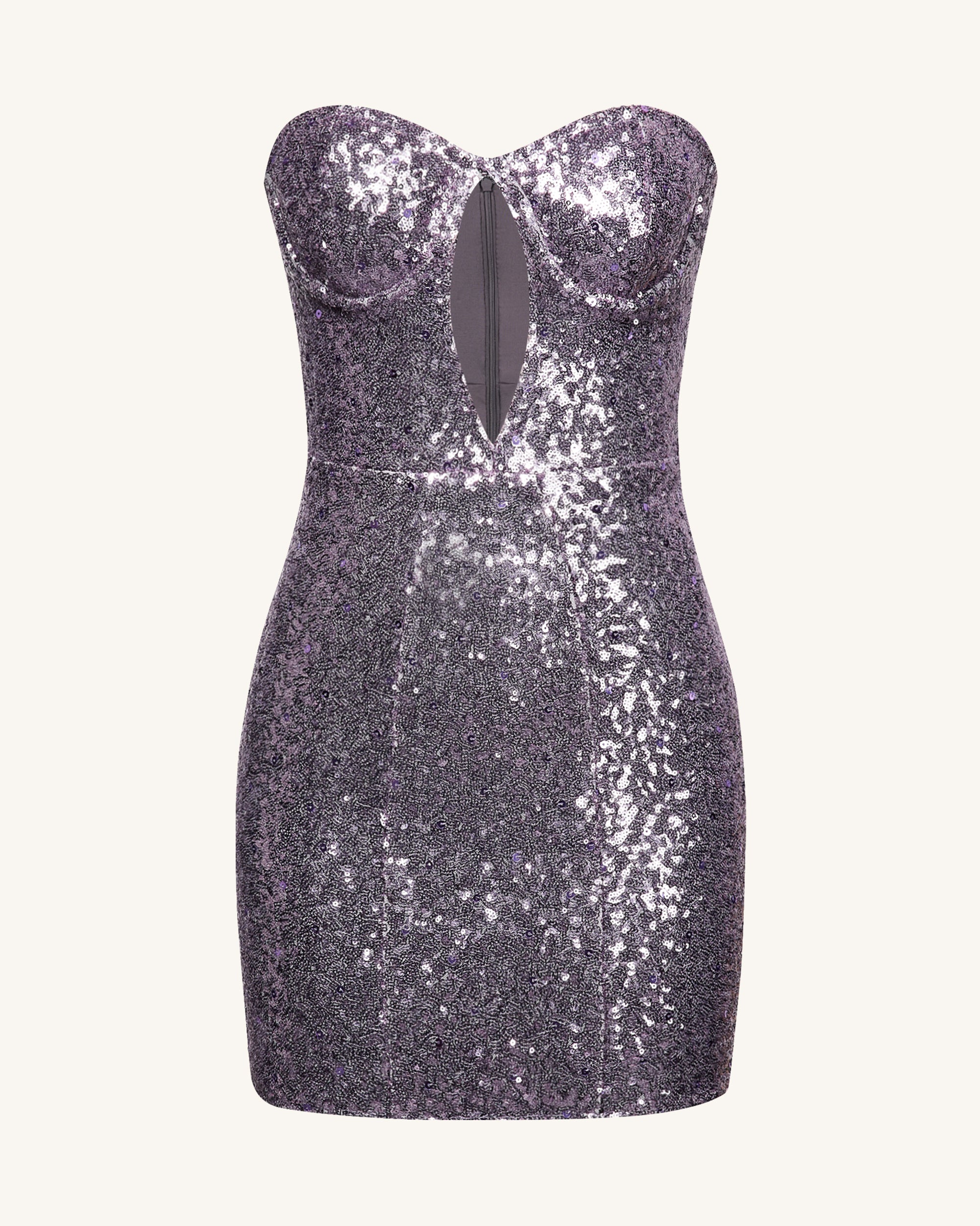 Brynlee Purple Sequinned Strapless Mini Dress - Purple - FASHION NOB