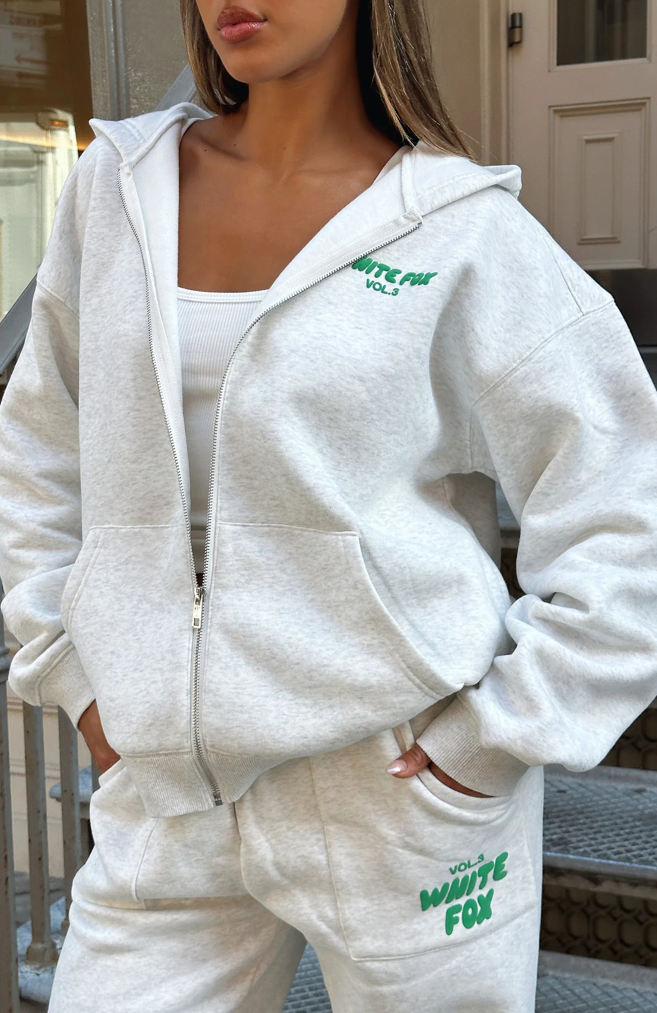 Offstage Zip Front Hoodie Glacier Grey