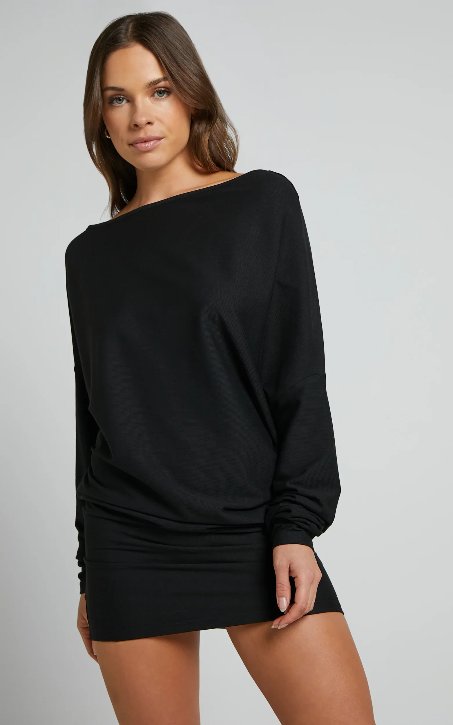 Fermina Mini Dress - Long Sleeve Bodycon Dress in Black