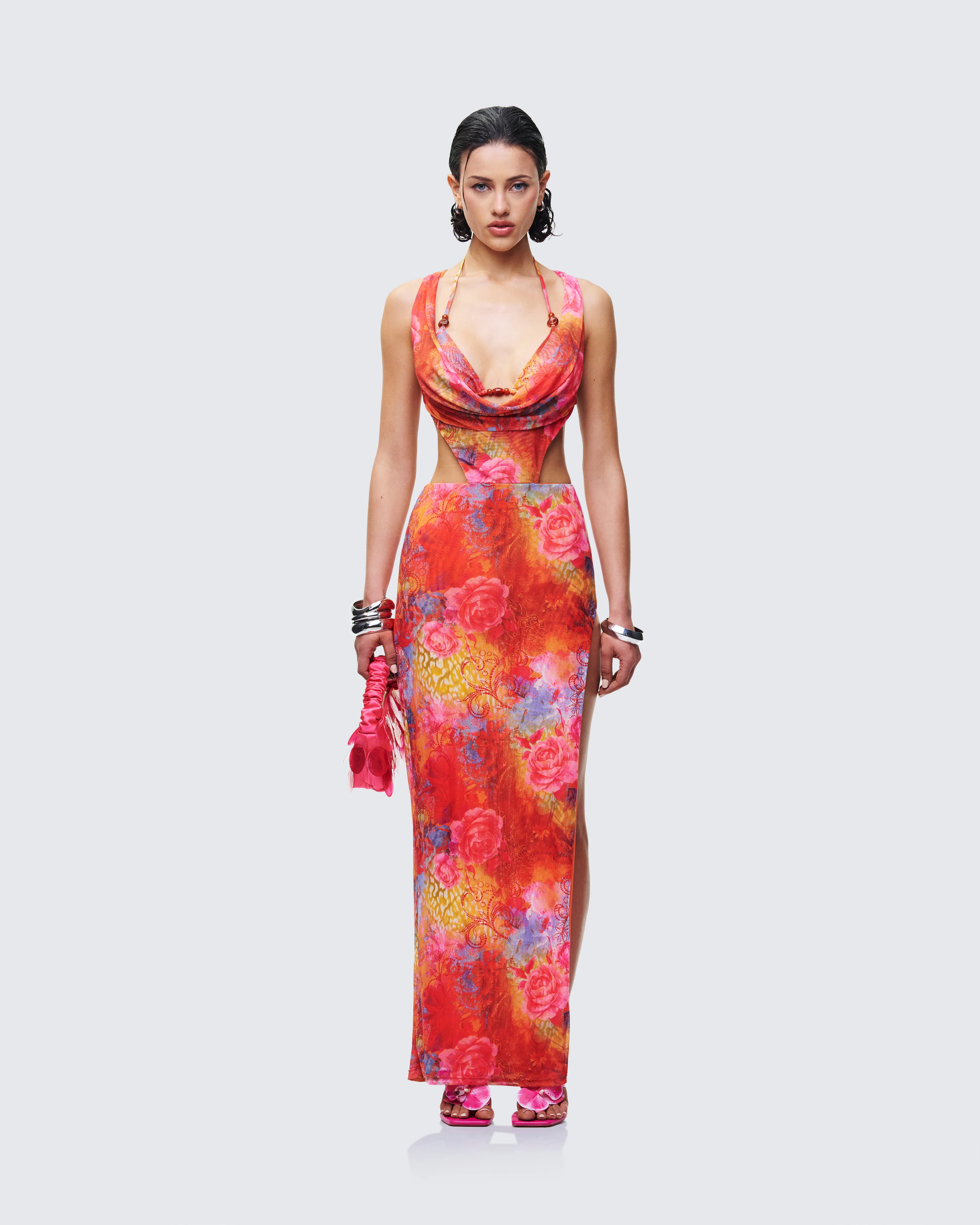 Aviella Multi Cowl Neck Maxi Dress