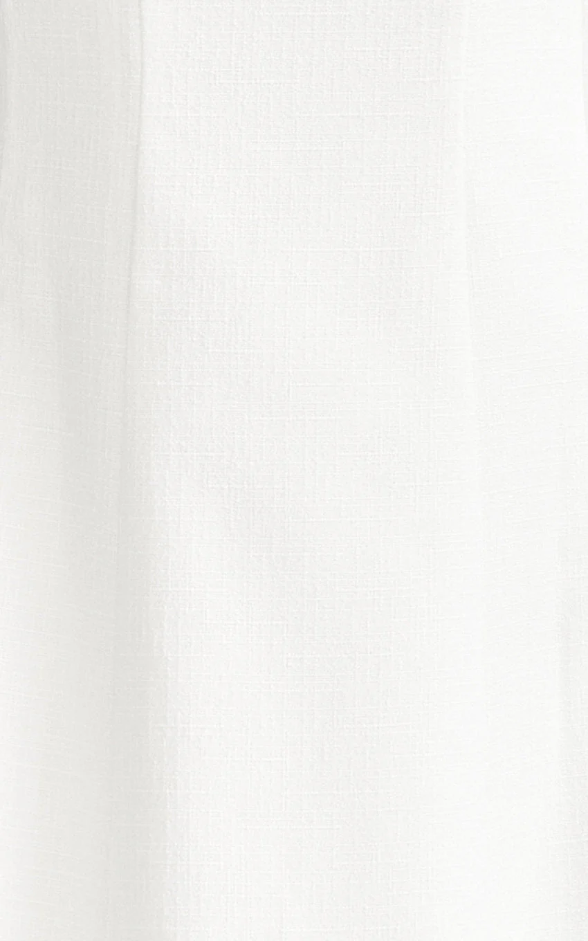 Walters Midi Dress - Square Neck Shirred Back Fit and Flare Panel Dress in White