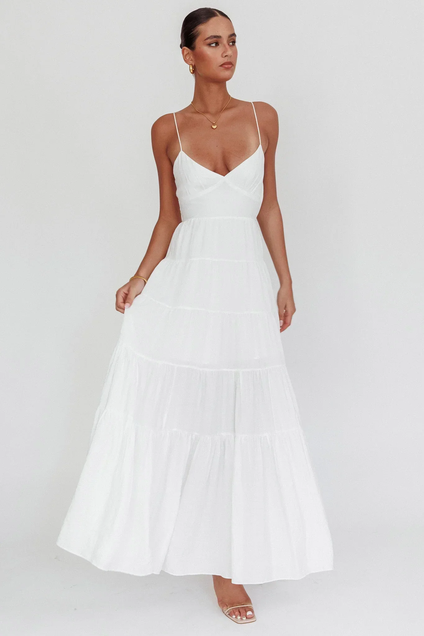 Main Attraction Cami Strap Maxi Dress White - luluinthesky