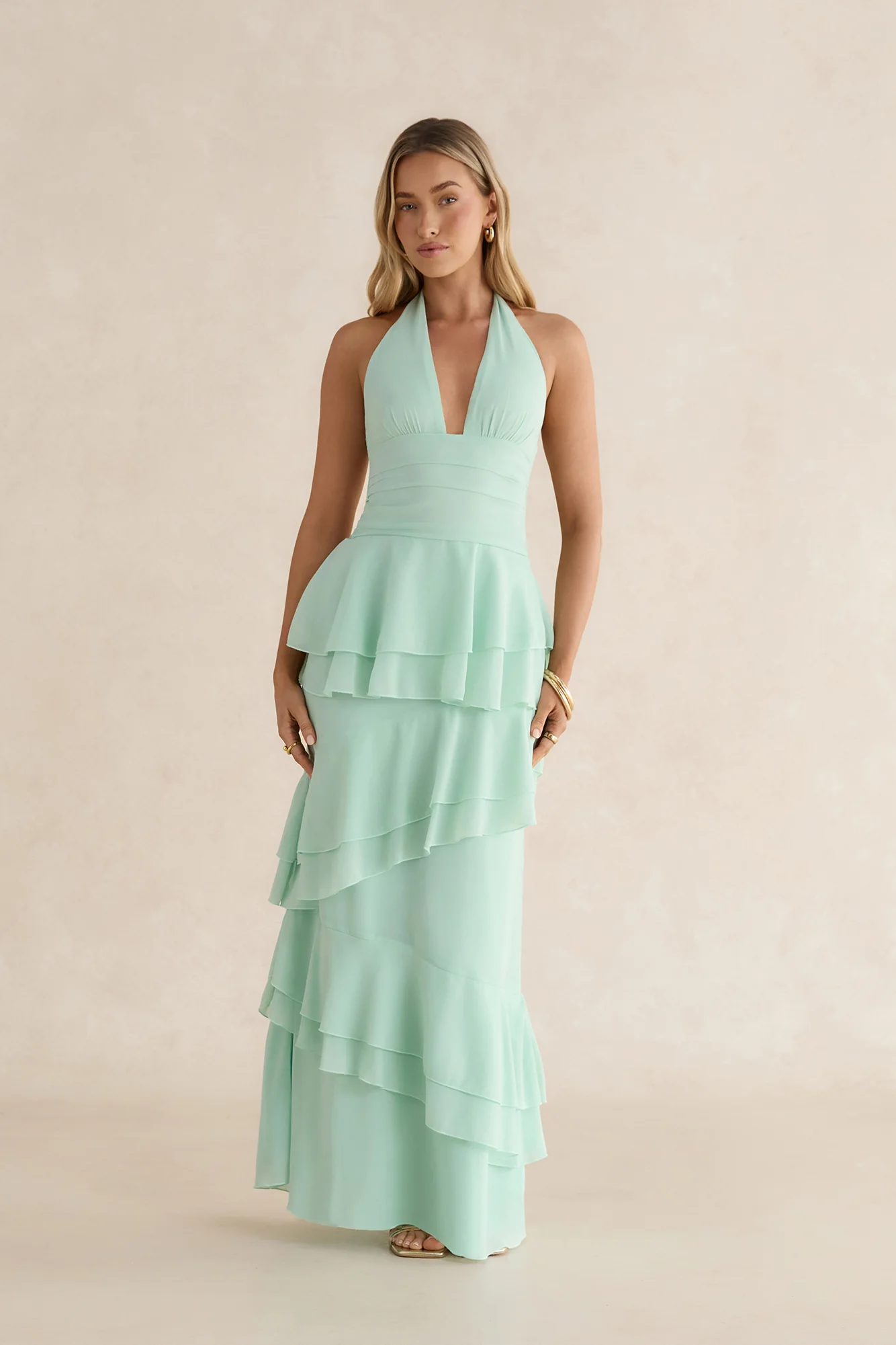Path Of Fate Halter Maxi Dress Sage