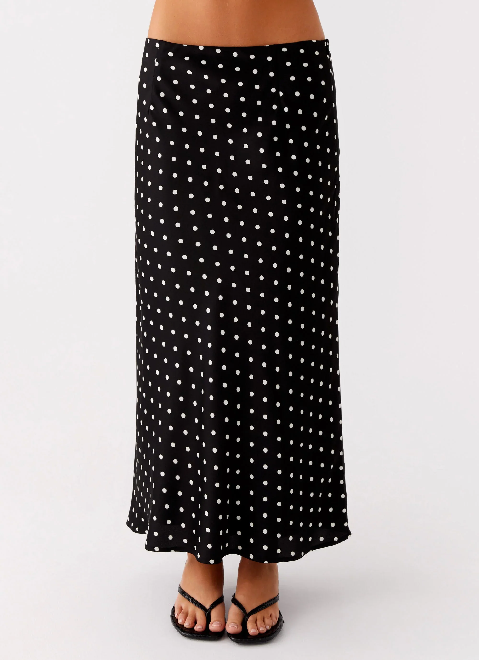 Breanne Midi Skirt - Black Polka Dot - luluinthesky