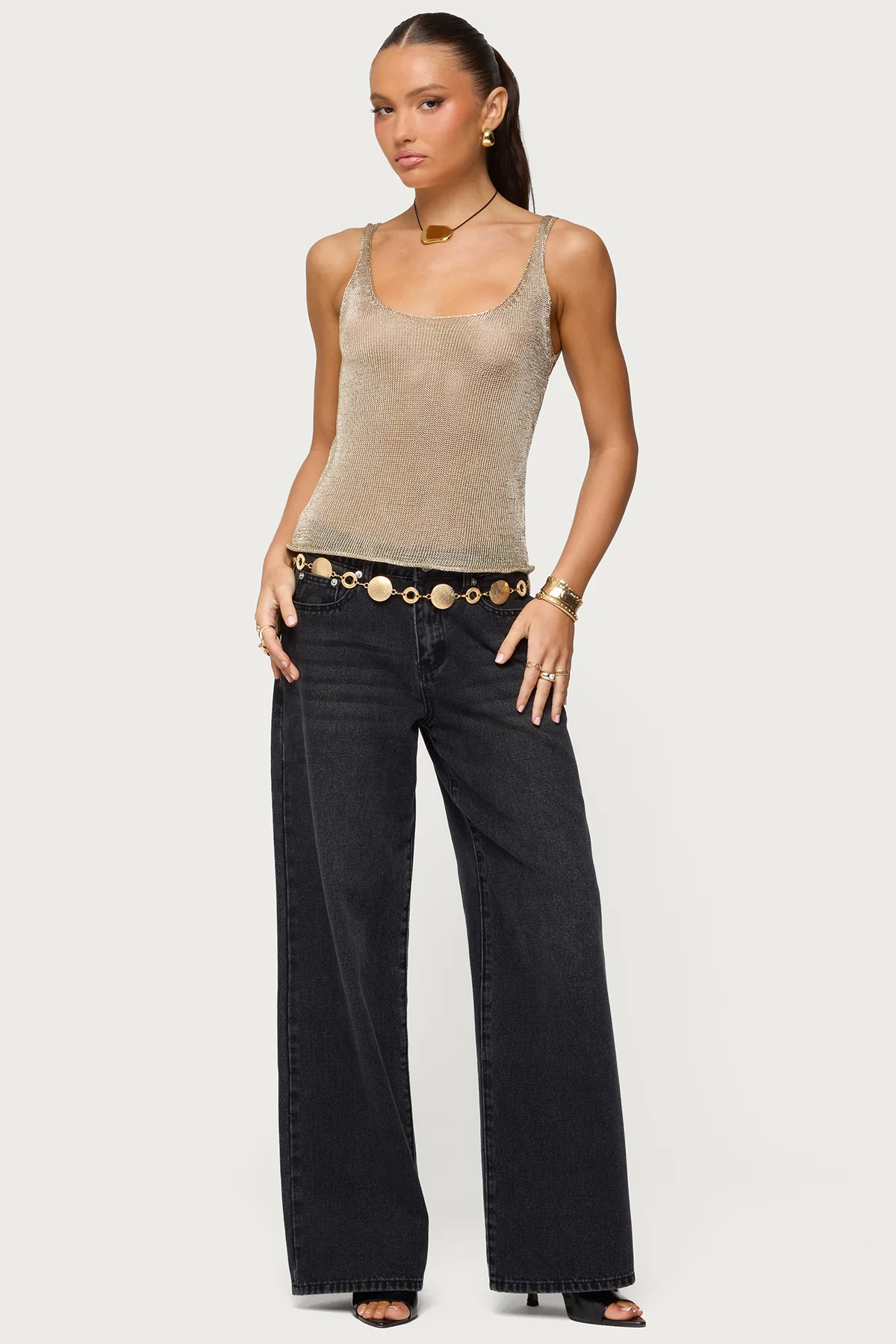 Meena Shiny Knit Tank Top