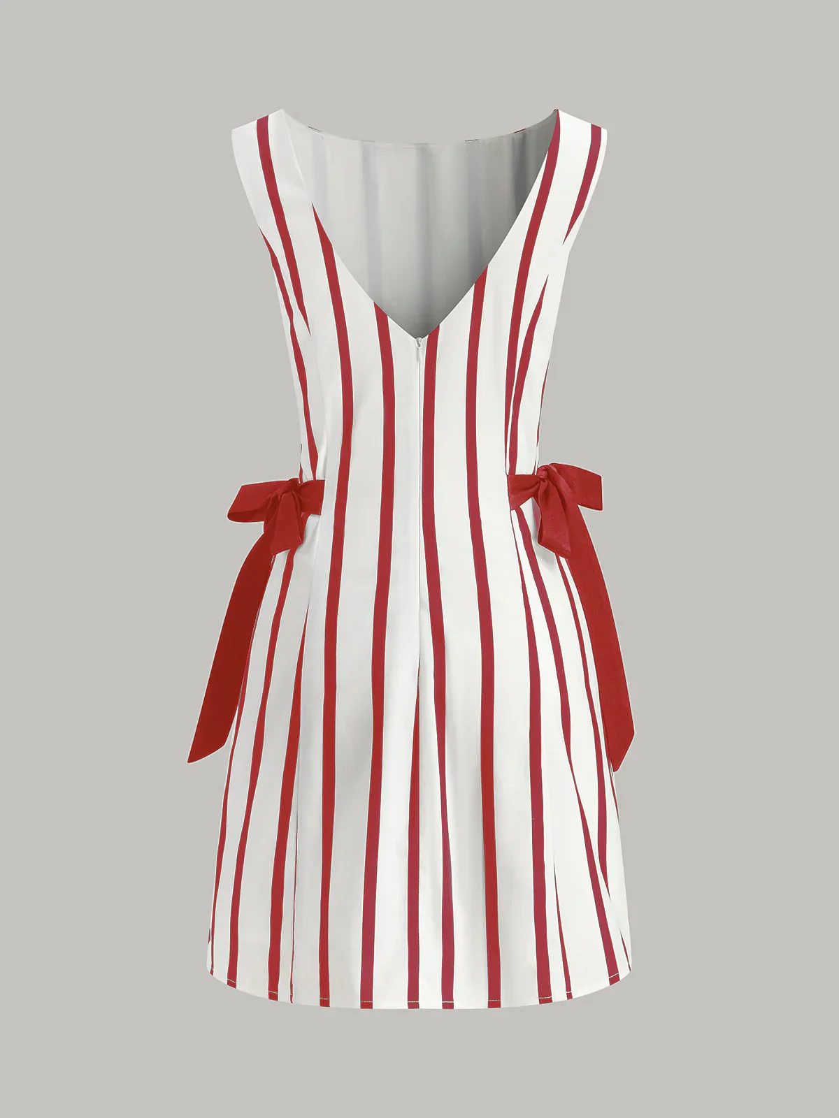 Striped Backless Dual-Sided Bow Zipper Dress - luluinthesky