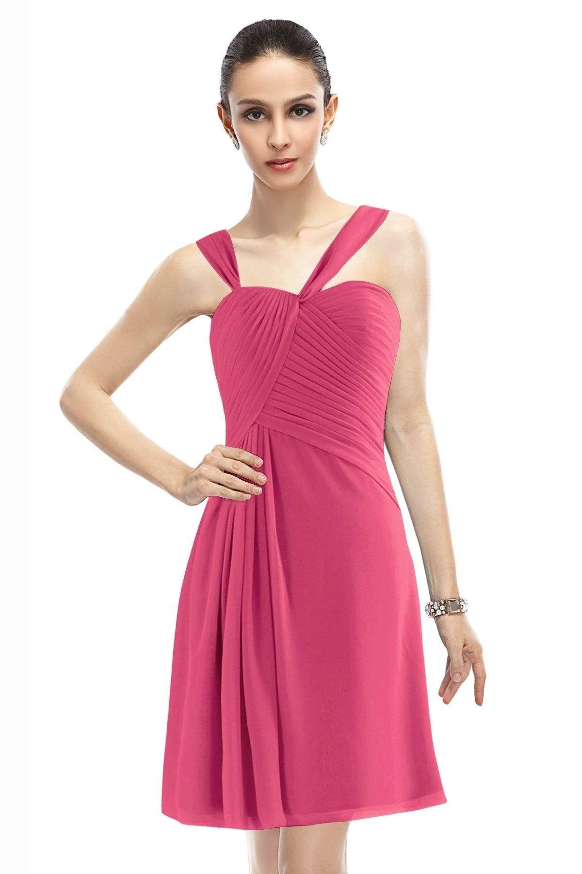 A-Line Knee Length Chiffon Bridesmaid Dress COZK1401A