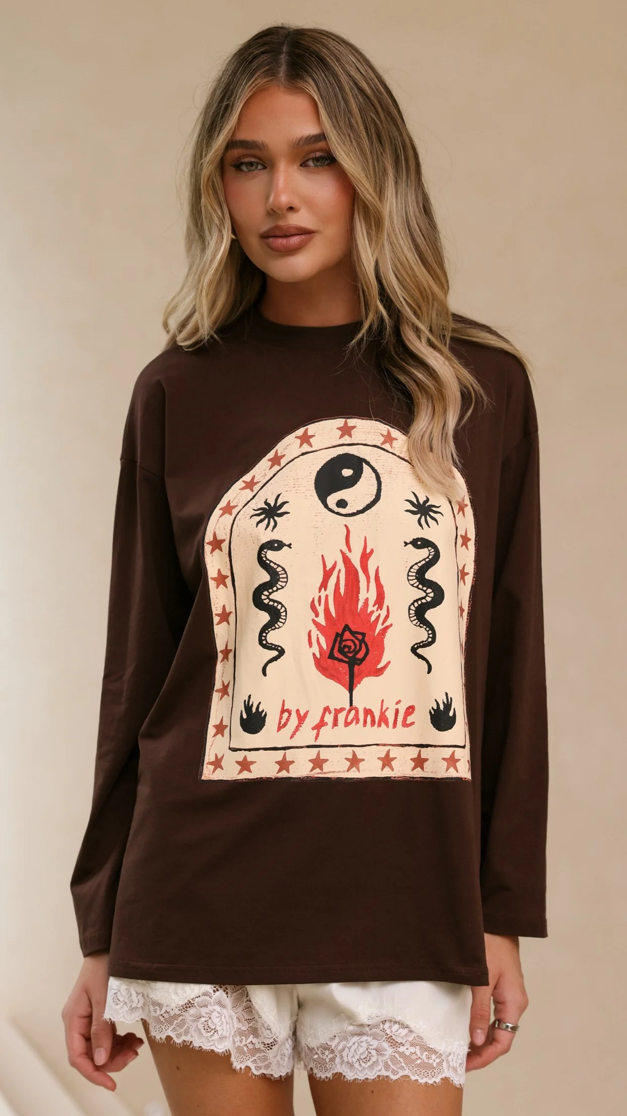 Mia Long Sleeve Tee - Brown