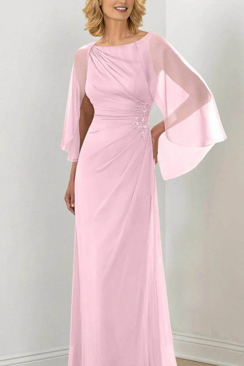 Sheath Column Round Neck Ruched Mother Dresses CM0361